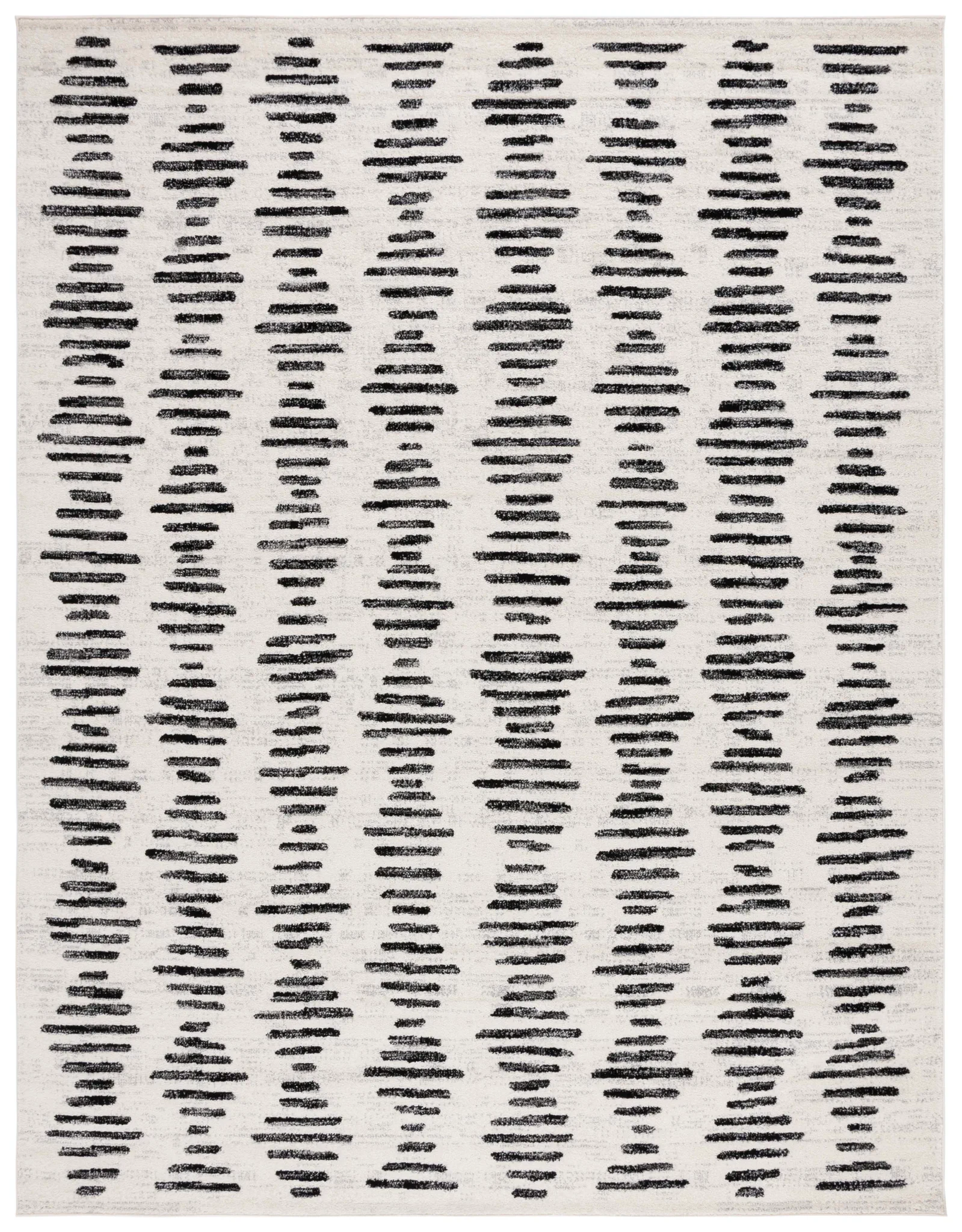 Tulum Stacked Dash Rug in Ivory / Black
