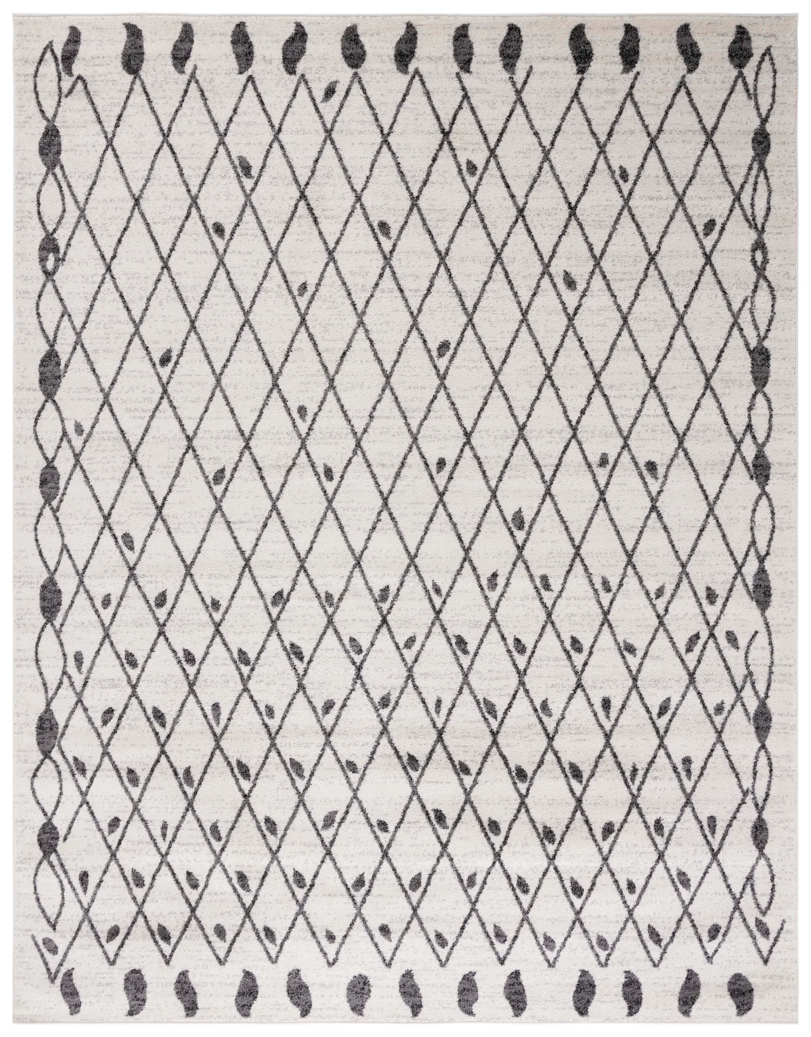 Tulum Leaf Trellis Rug in Ivory / Black