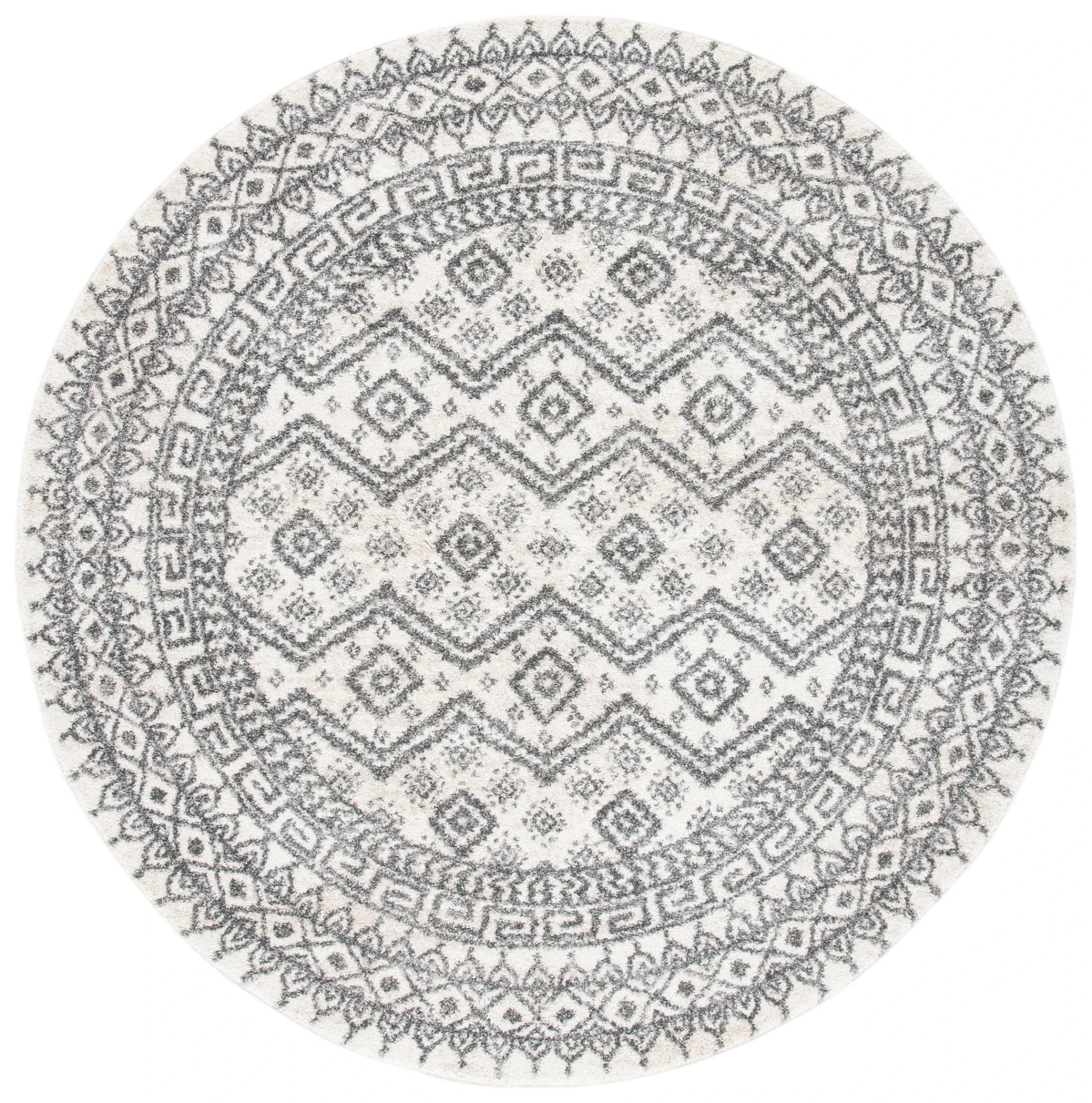 Tunisia Banded Diamond Rug in Ivory / Black