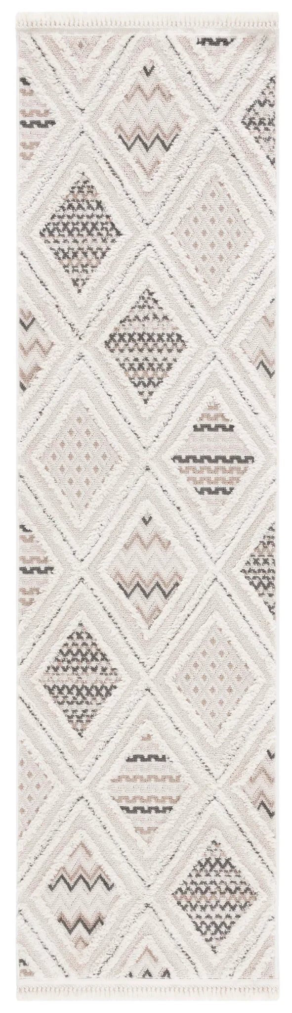 Urban Bohemian Diamond Grid Rug in Gray / Ivory
