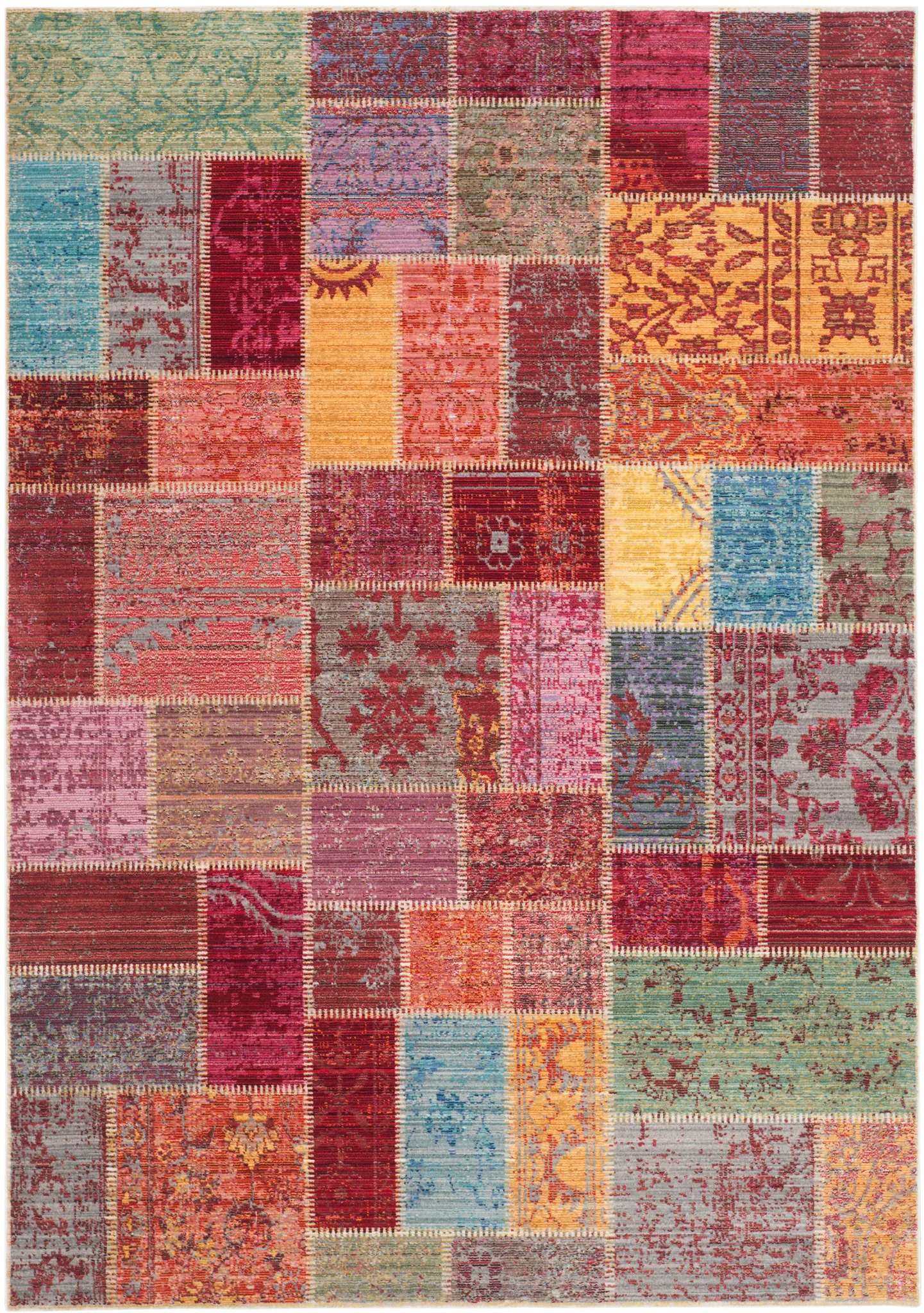 Valencia Patchwork Grid Rug in Multicolor