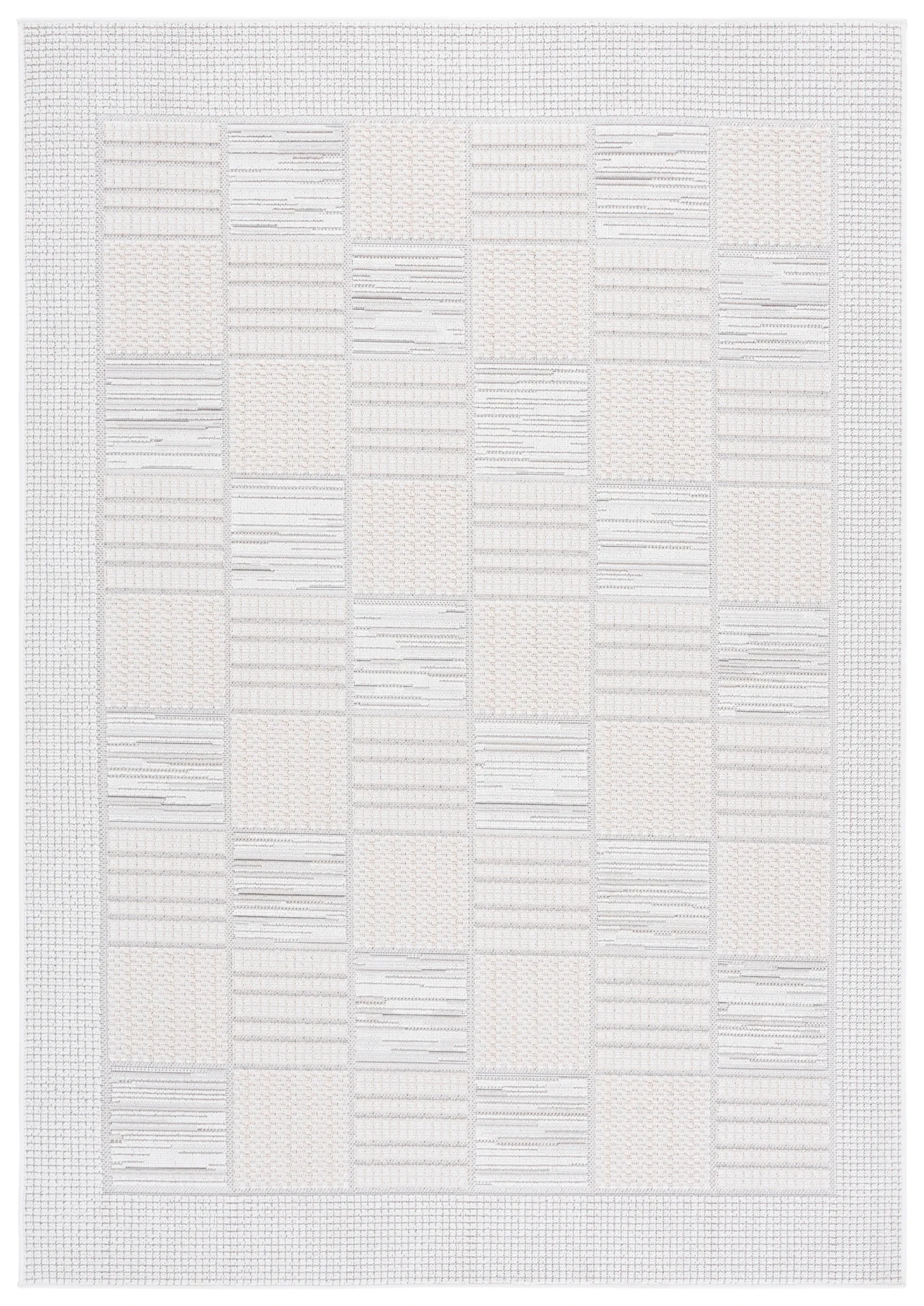 Veranda Checkered Grid Rug in Ivory / Beige