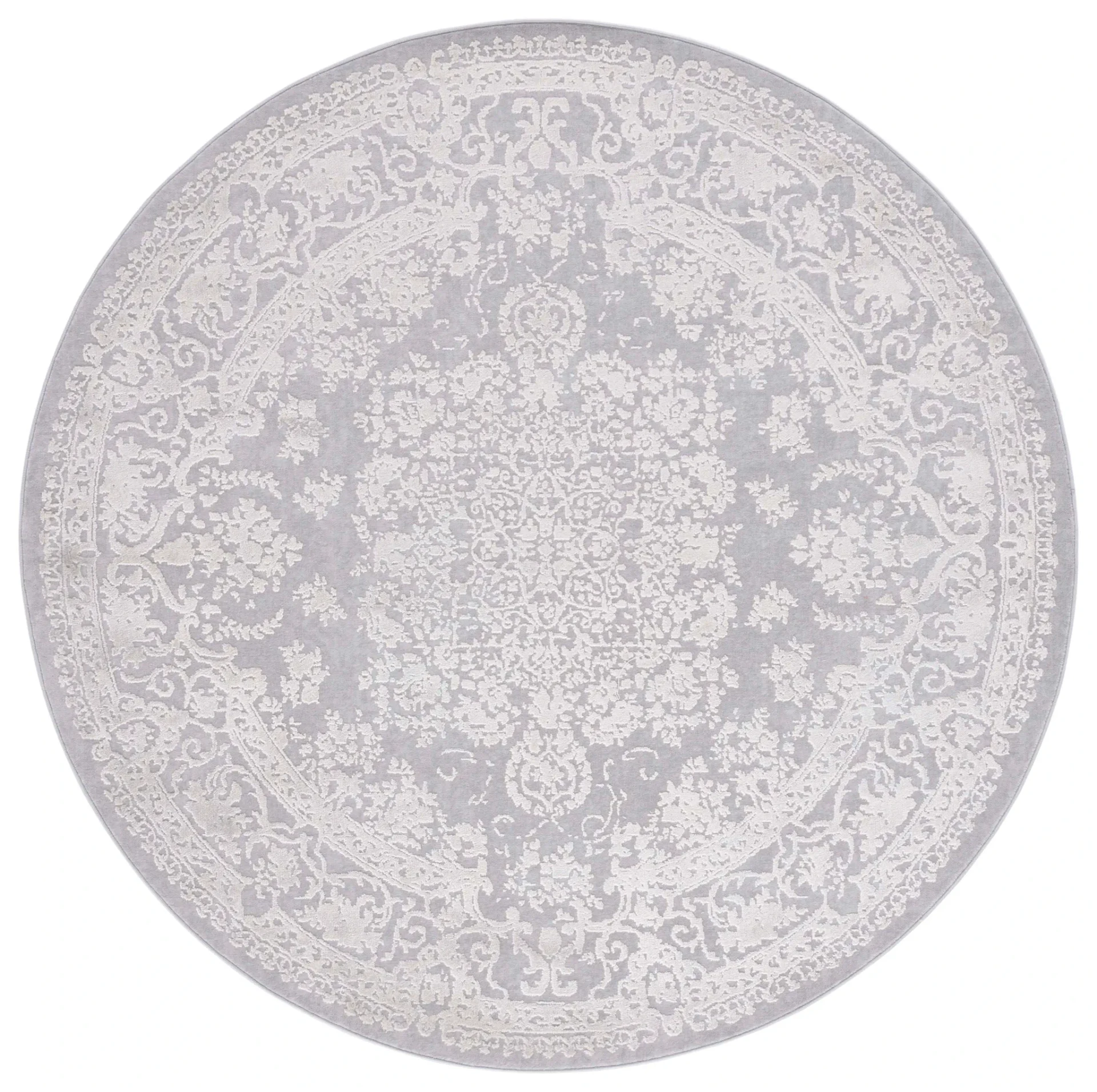 Vogue Floral Medallion Rug in Gray / Light Gray