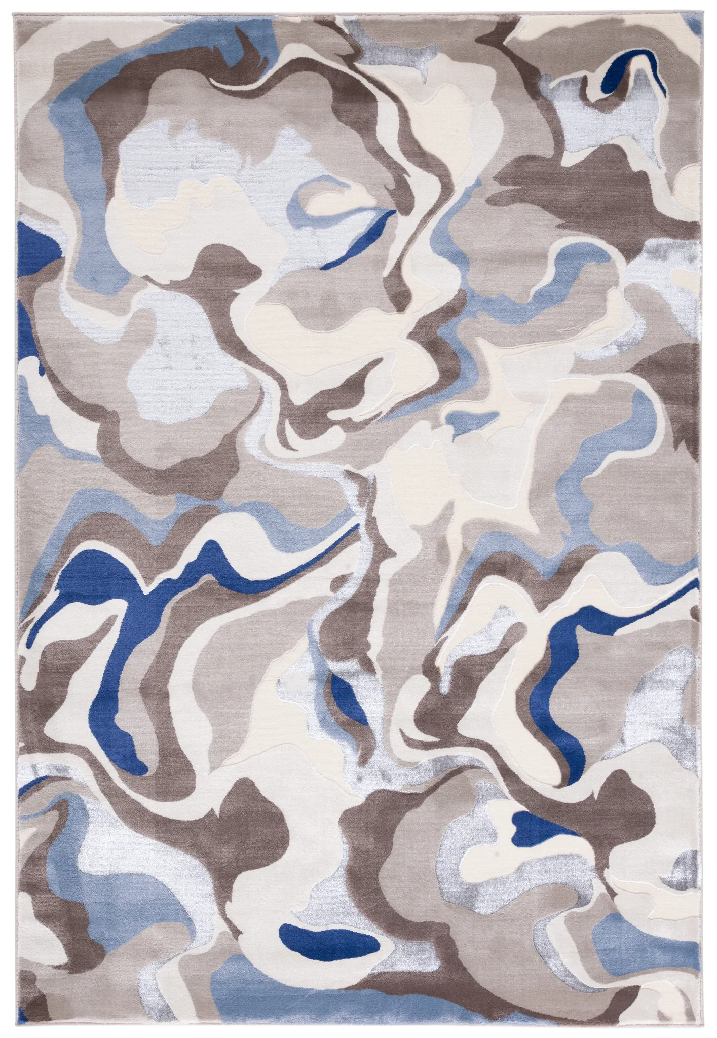 Vogue Fluid Wave Rug in Taupe / Blue