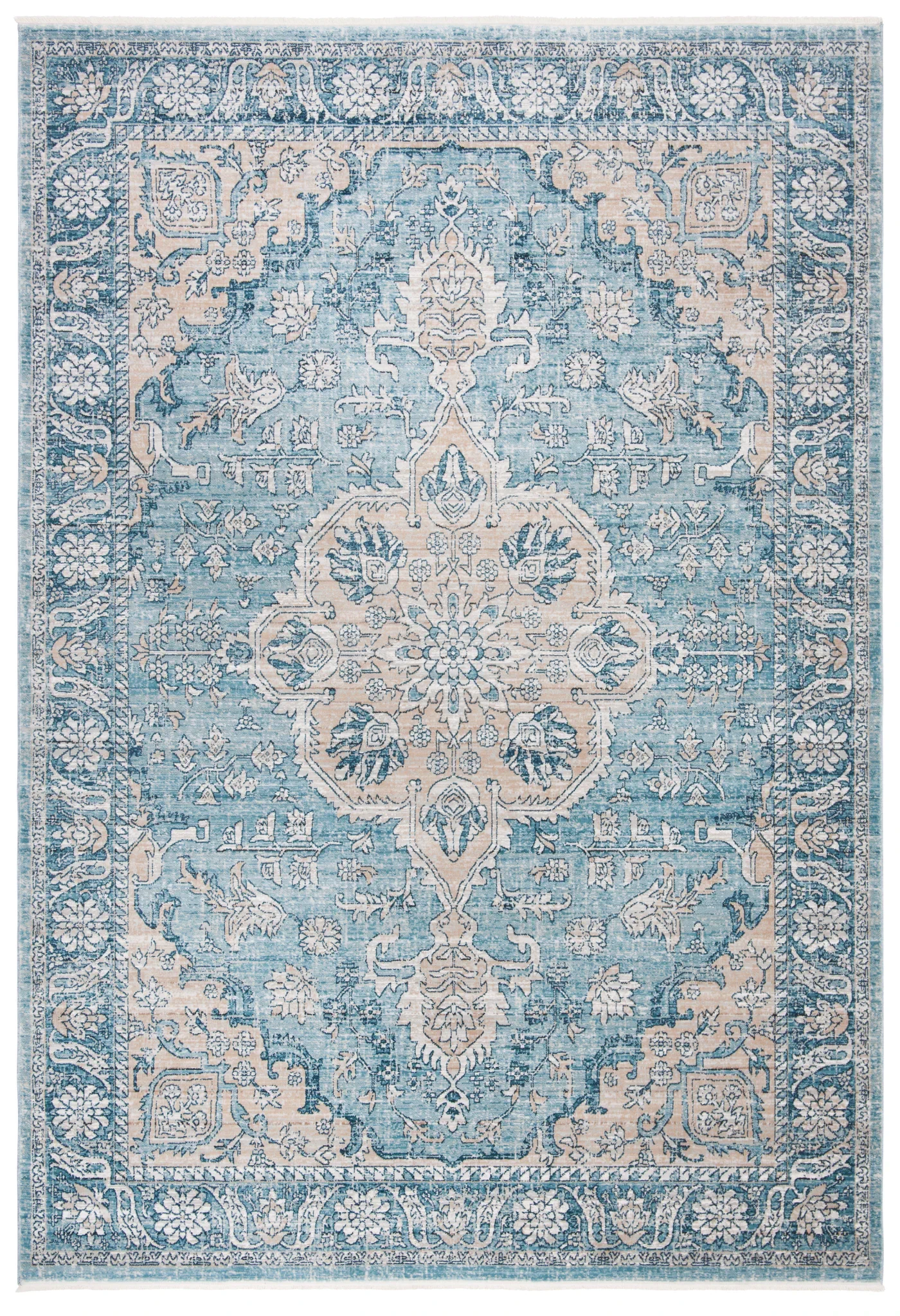 Victoria Floral Medallion Rug in Blue / Gray