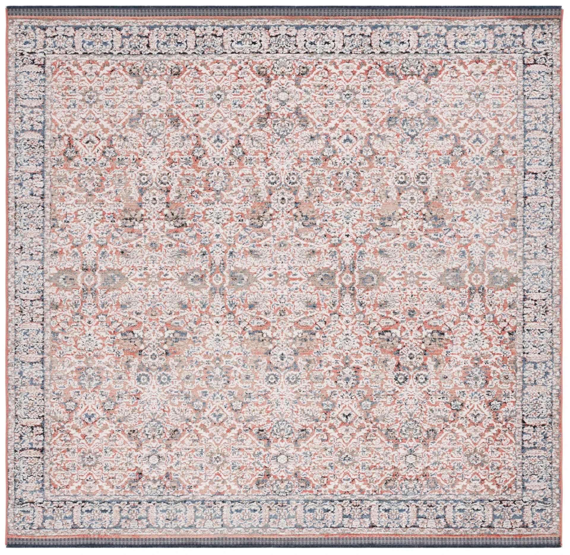Vivaldi Bordered Traditional Rug in Navy / Rust