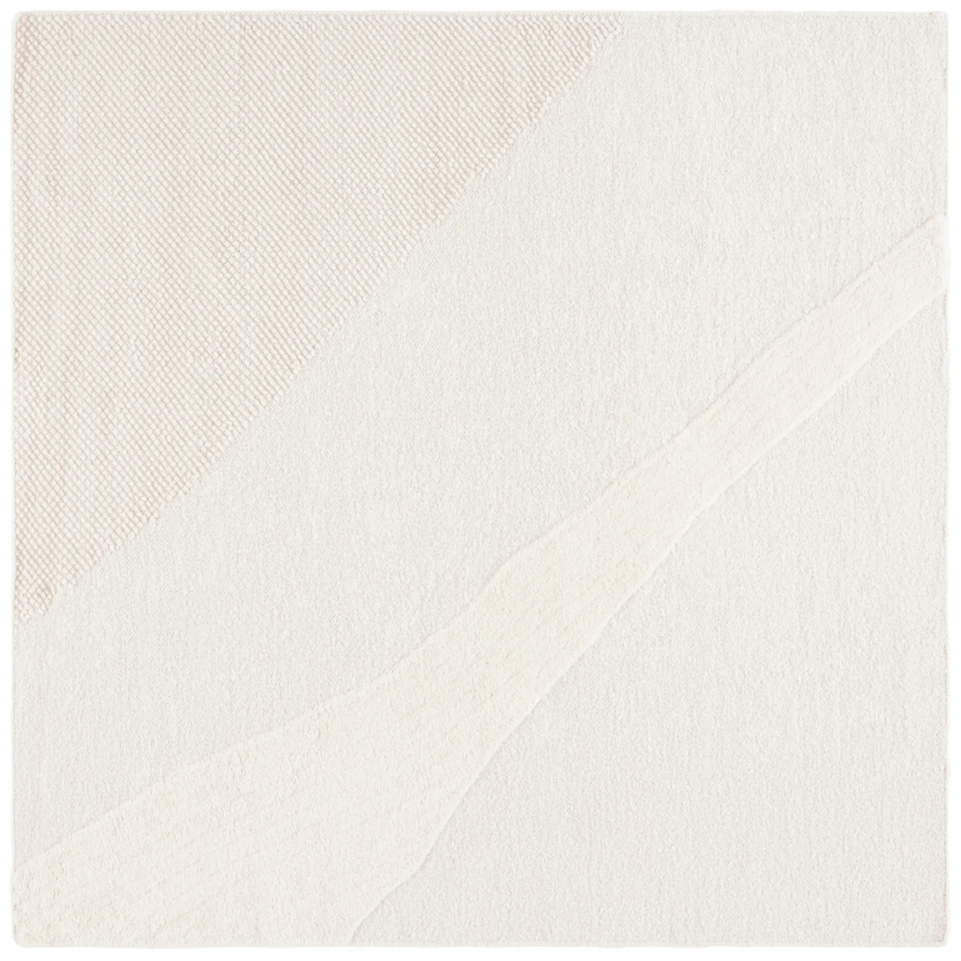 Vermont Abstract Wave Hand-Woven Wool Rug in Ivory