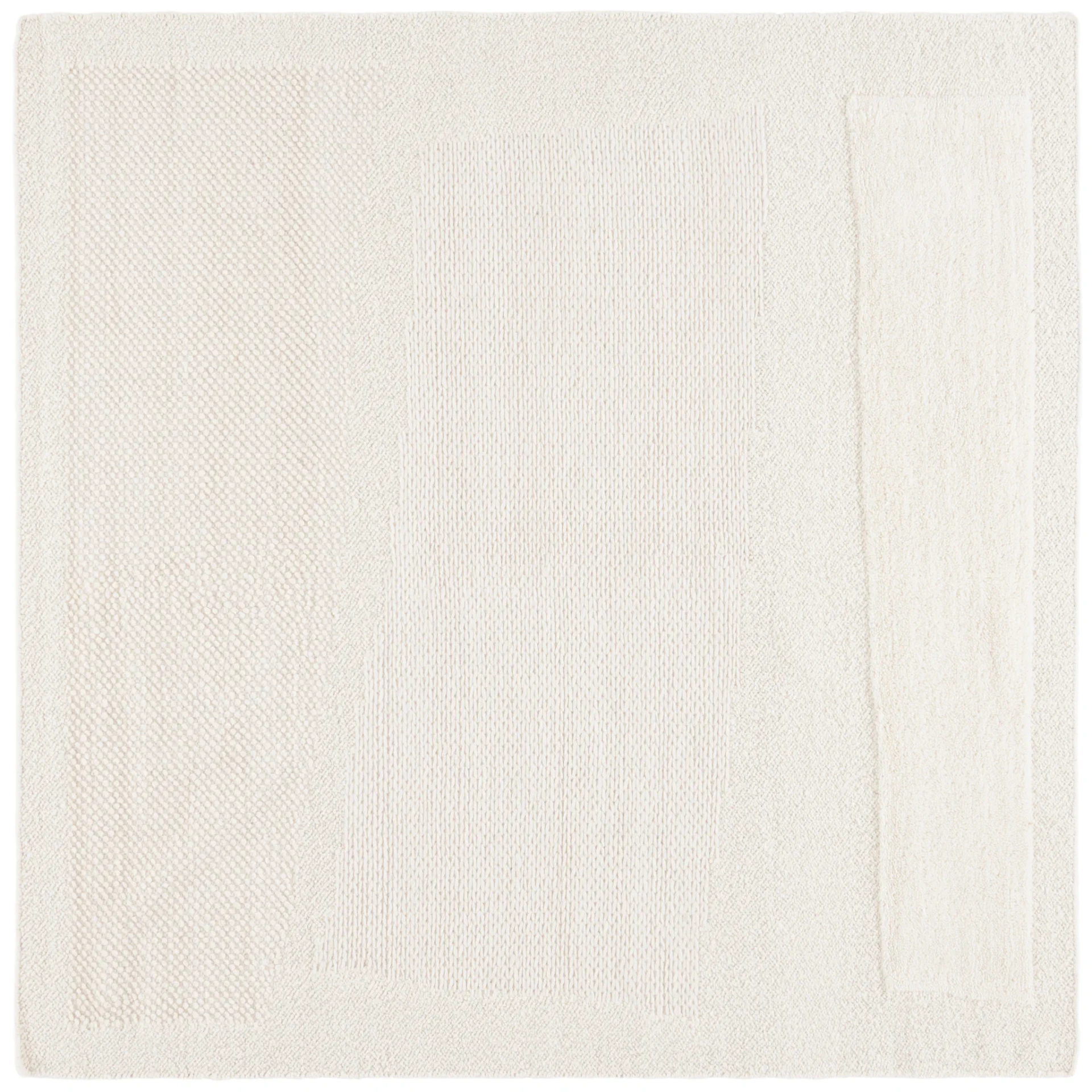 Vermont Textured Blocks Hand-Woven Wool Rug in Ivory