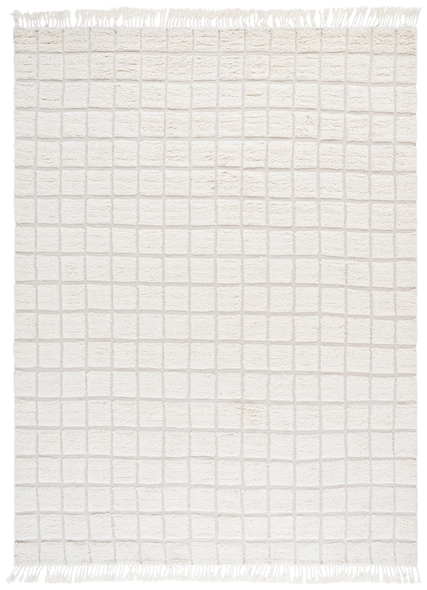 Vermont Grid Wool Rug in Ivory