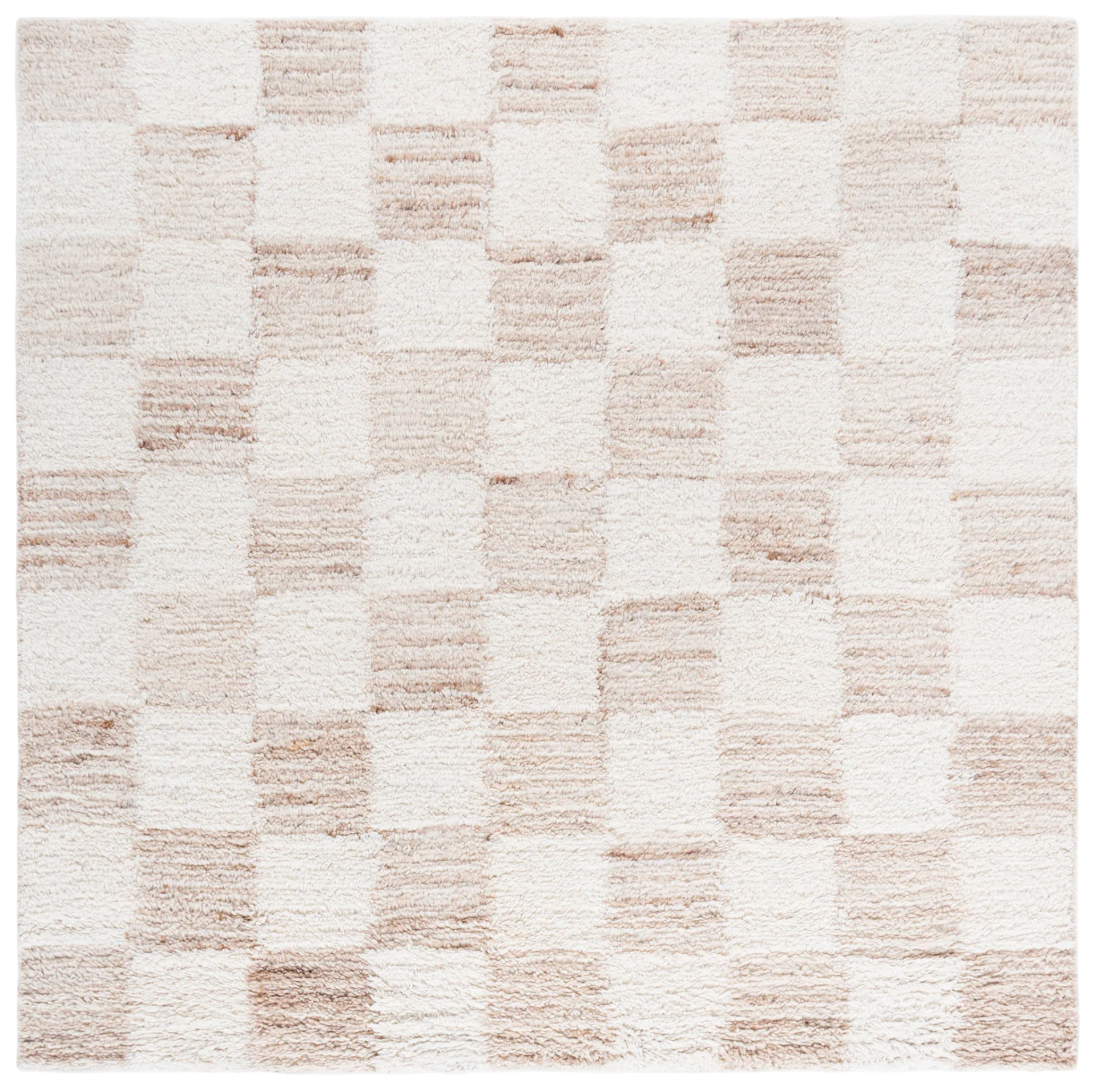 Vermont Checkerboard Hand-Tufted Wool Rug in Beige / Ivory