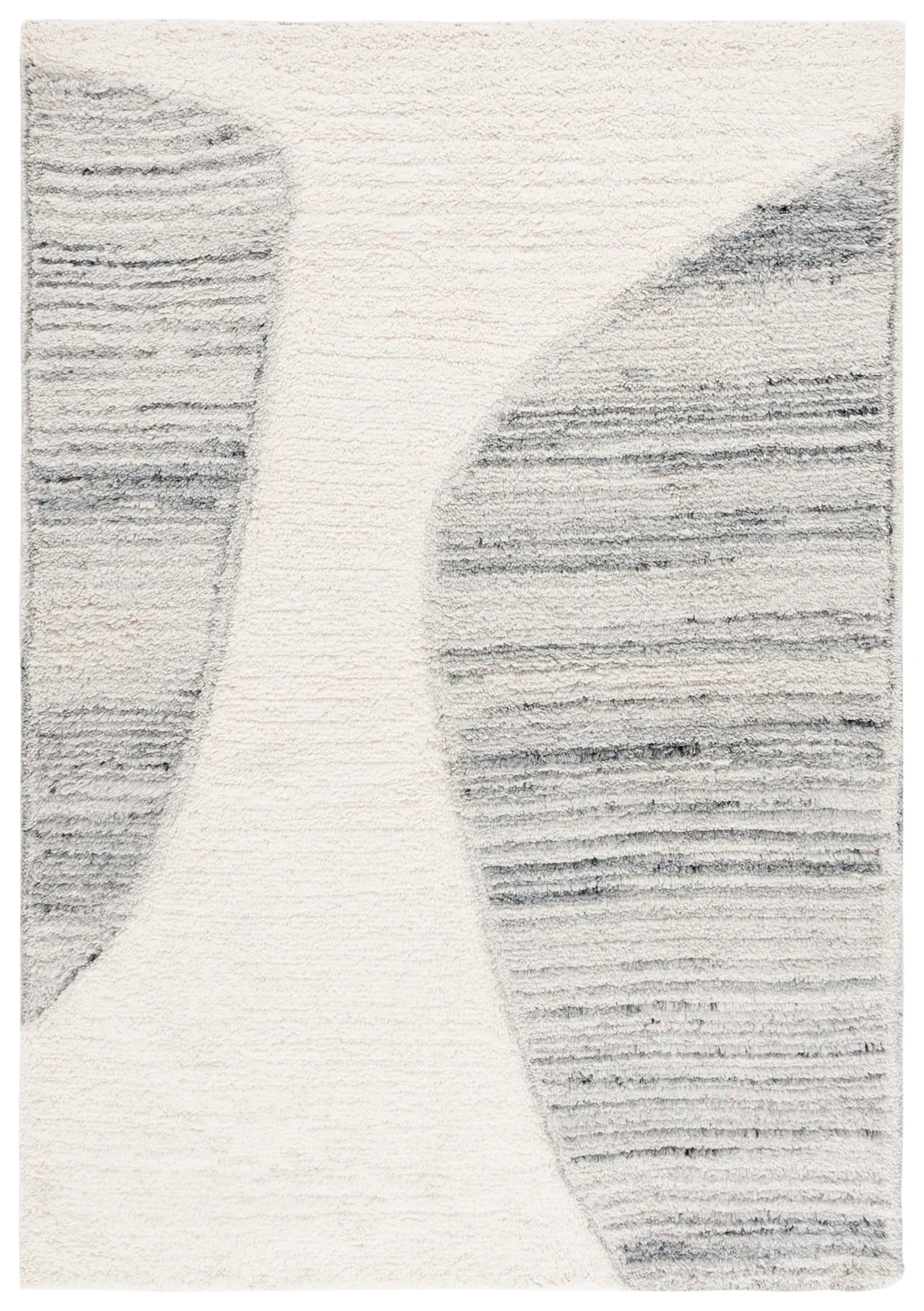 Vermont Abstract Path Wool Rug in Ivory / Gray