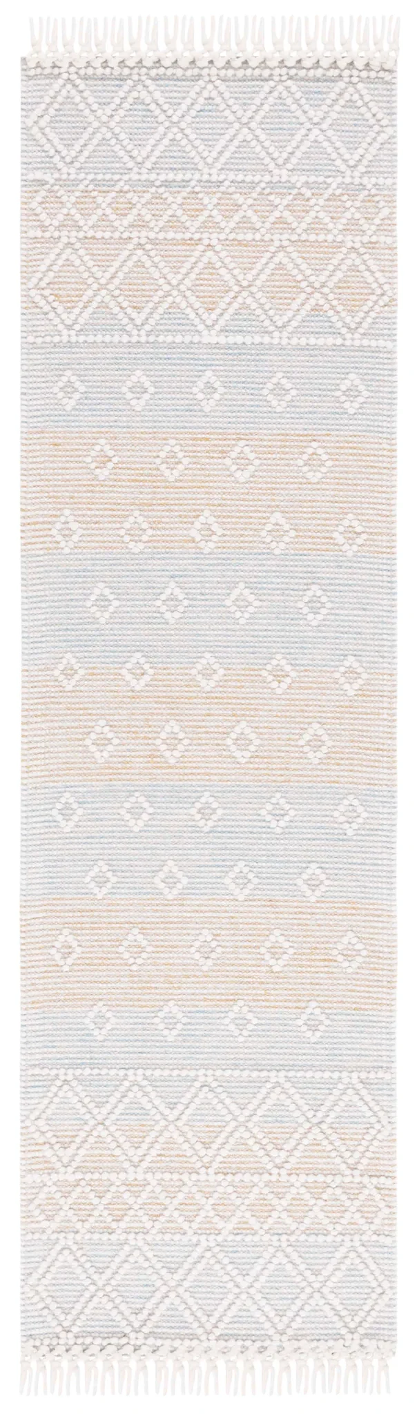 Vermont Fjord Diamond Hand-Loomed Wool Rug in Light Blue / Yellow