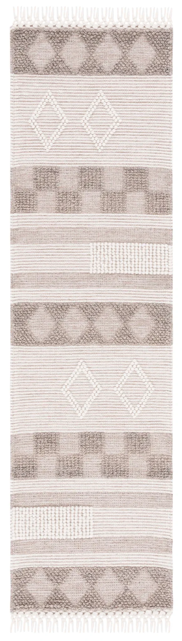 Vermont Kaden Banded Geometric Hand-Loomed Wool Rug in Ivory / Brown