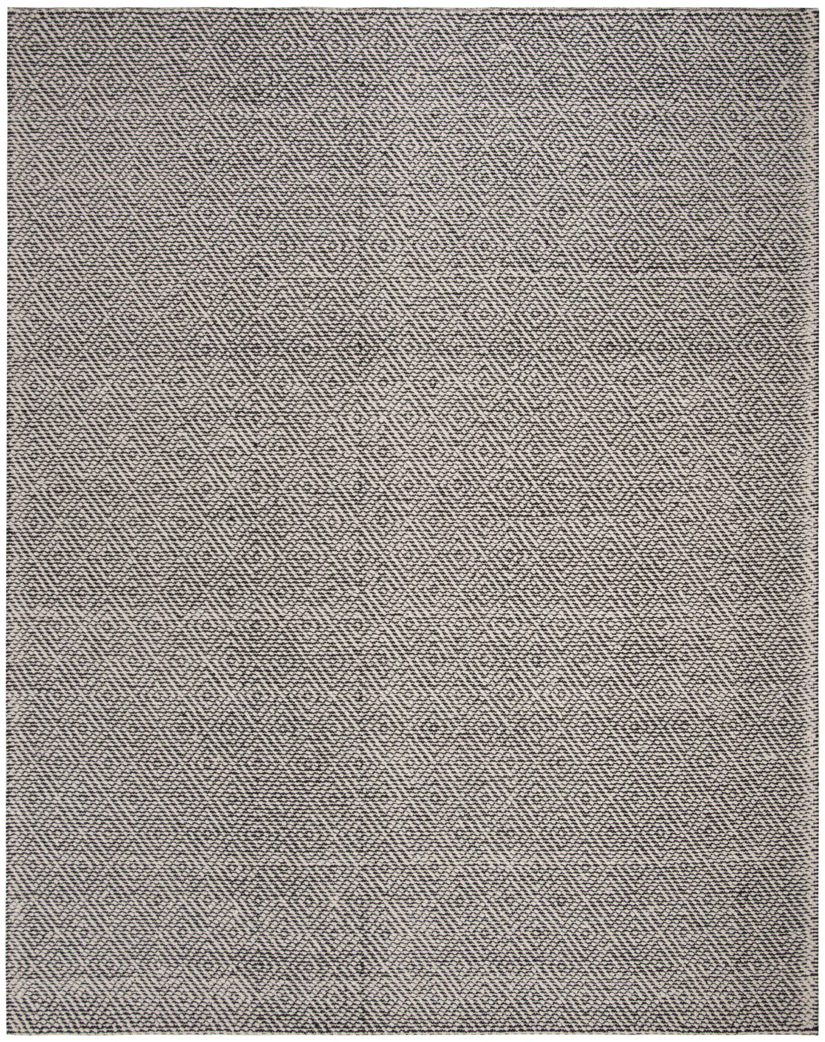 Vermont Micro Nested Diamond Hand-Woven Wool Rug in Ivory / Black