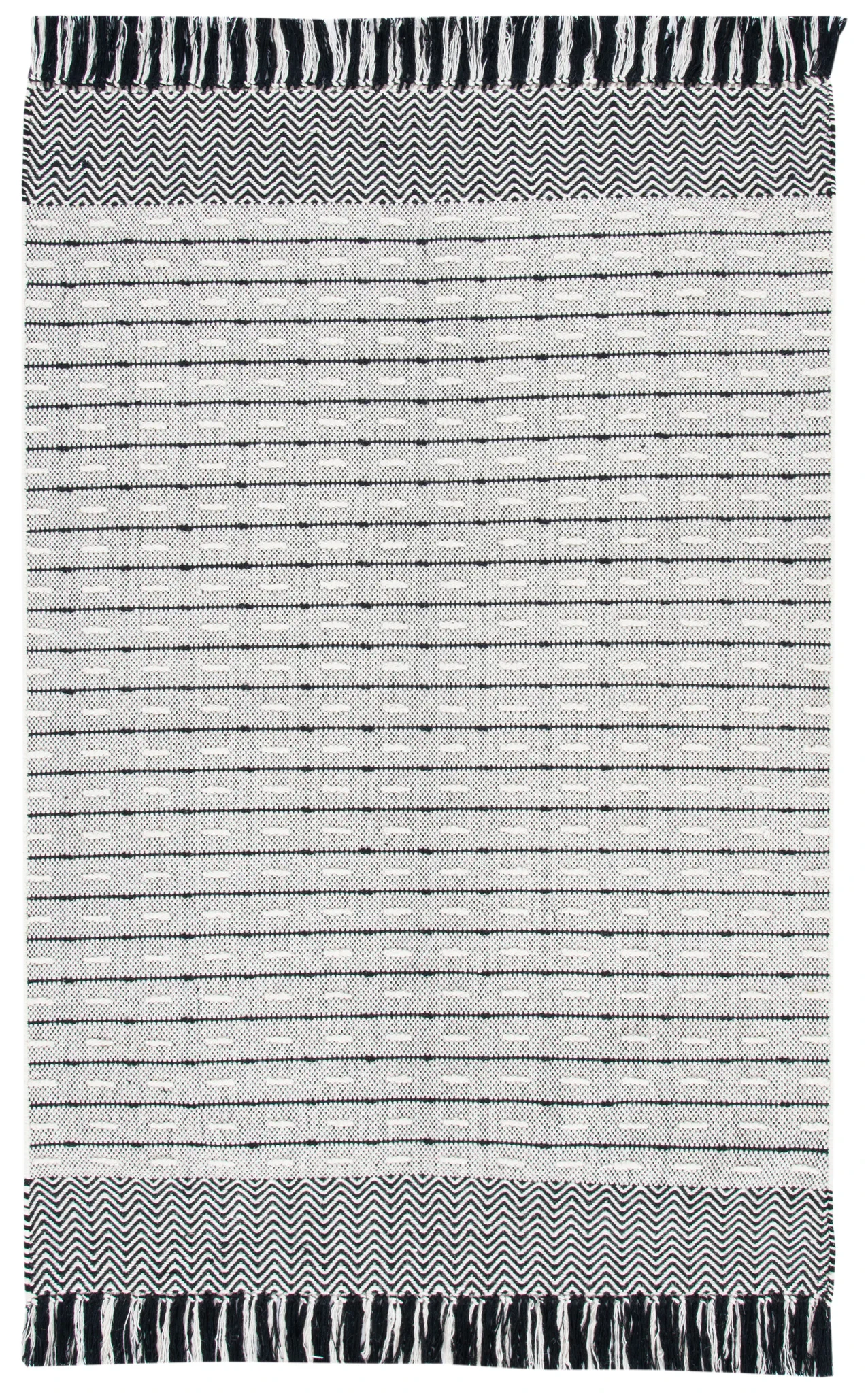 Vermont Dashed Stripe Flatweave Rug in Ivory / Black