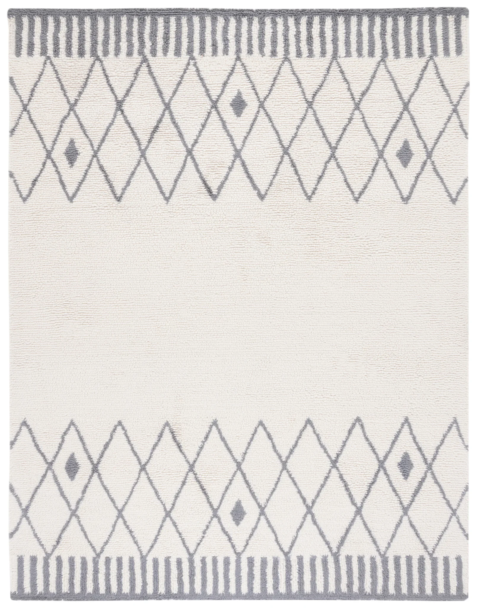 Vermont Moroccan Diamond Trellis Hand-Tufted Wool Rug in Ivory / Gray