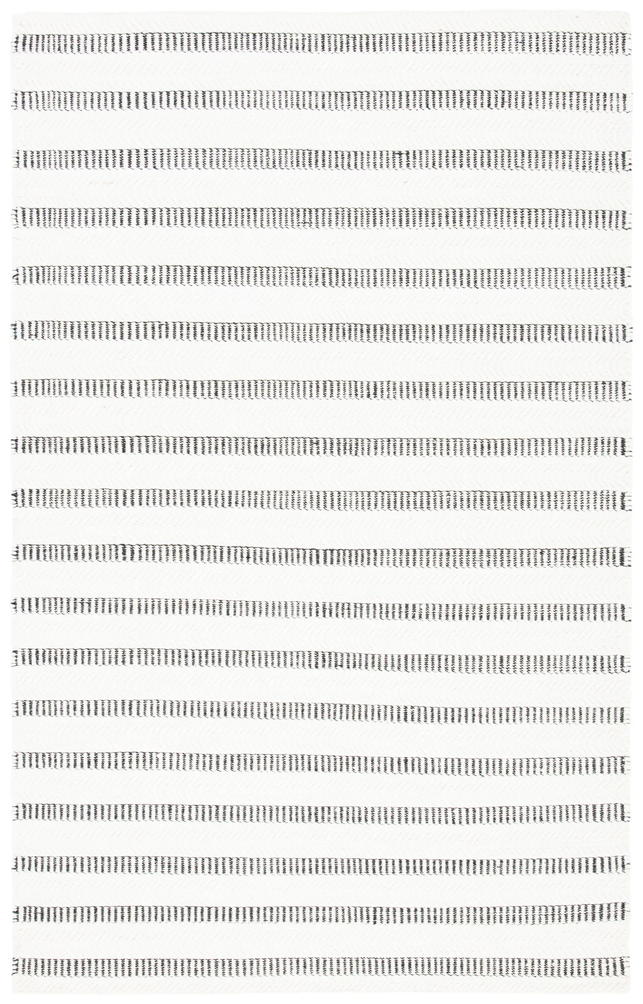 Vermont Stitched Stripe Hand-Tufted Wool Rug in Black / Ivory