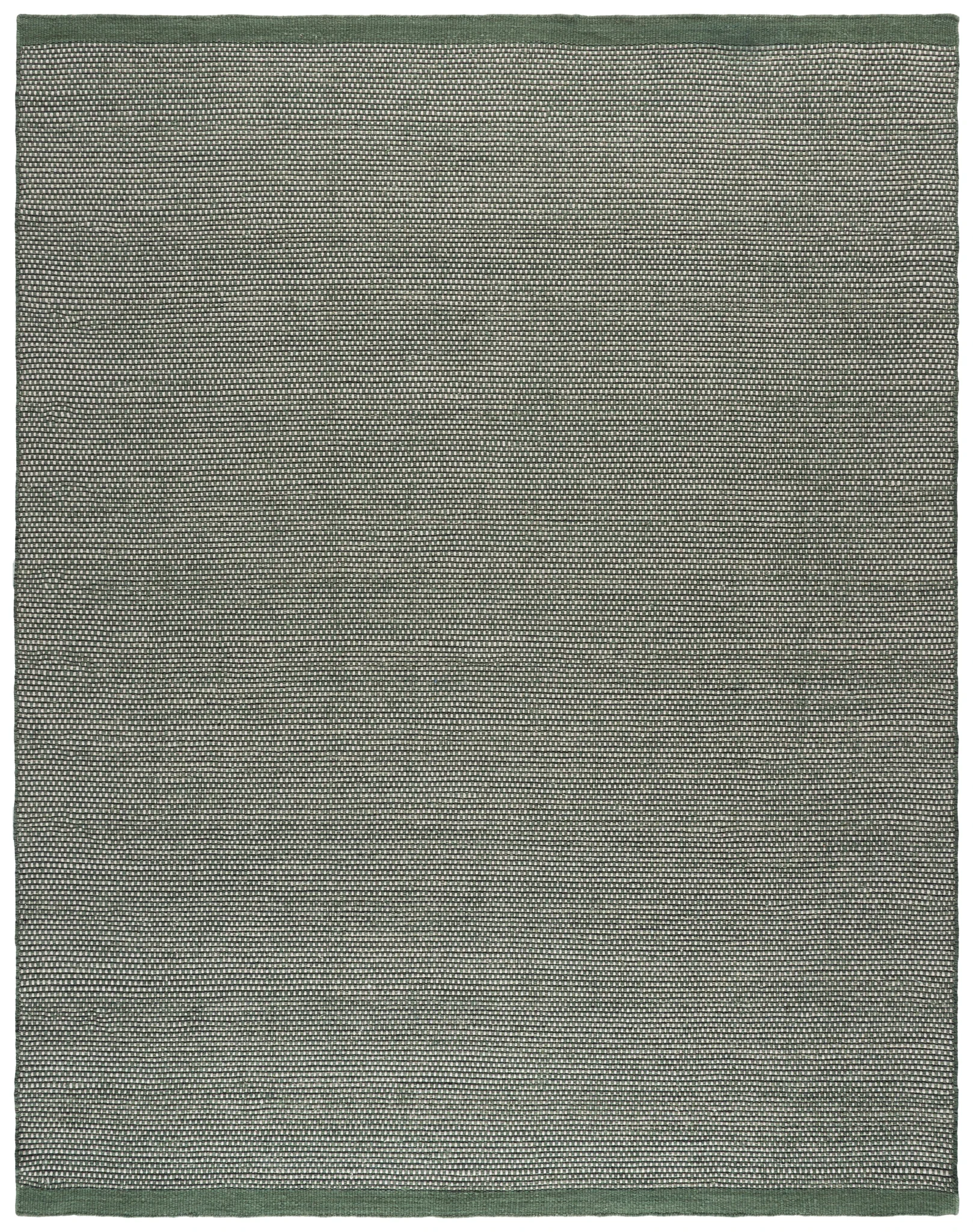 Vermont Ribbed Solid Hand-Woven Wool Rug in Green