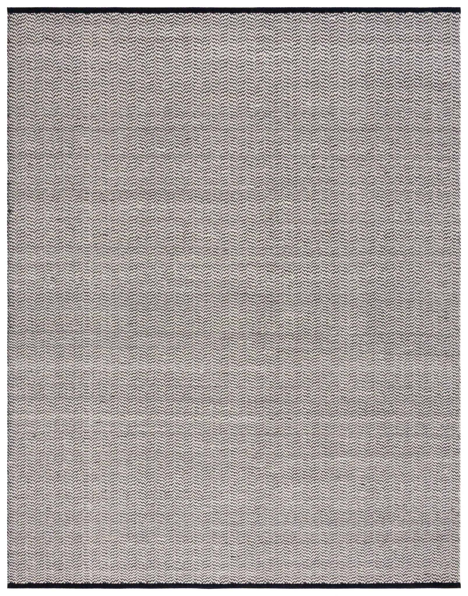 Vermont Chevron Hand-Woven Wool Rug in Black / Ivory