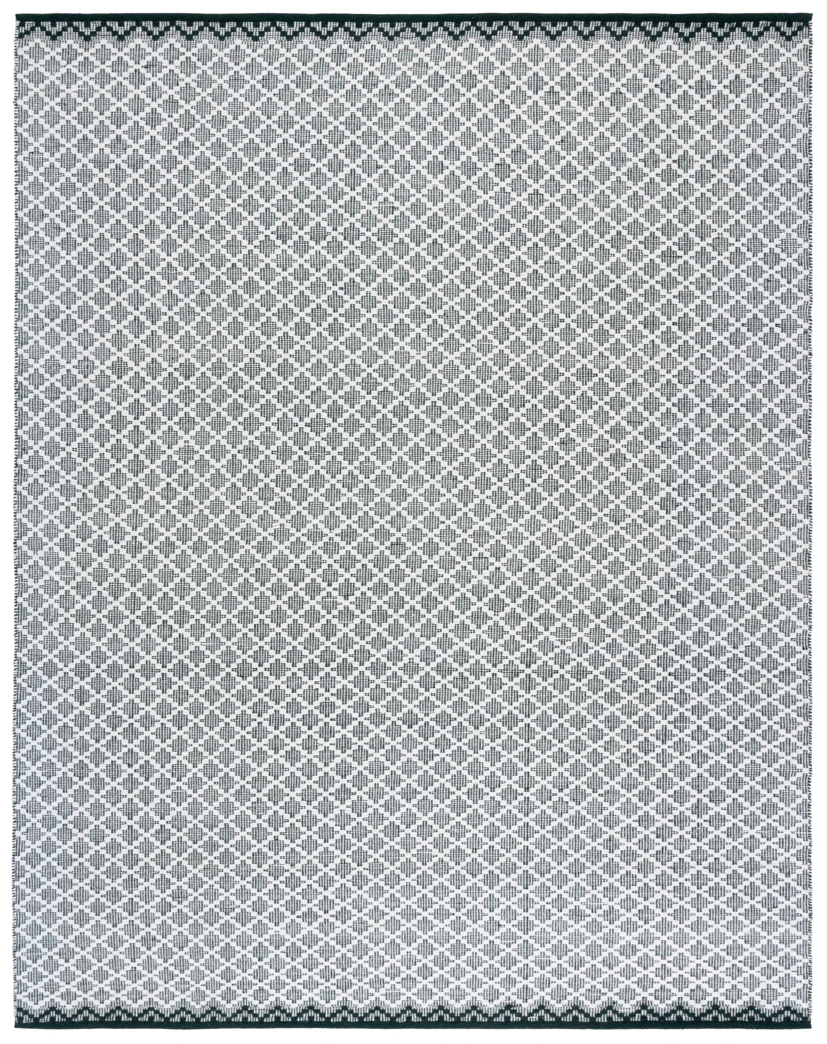 Vermont Micro Diamond Hand-Woven Wool Rug in Green / Ivory