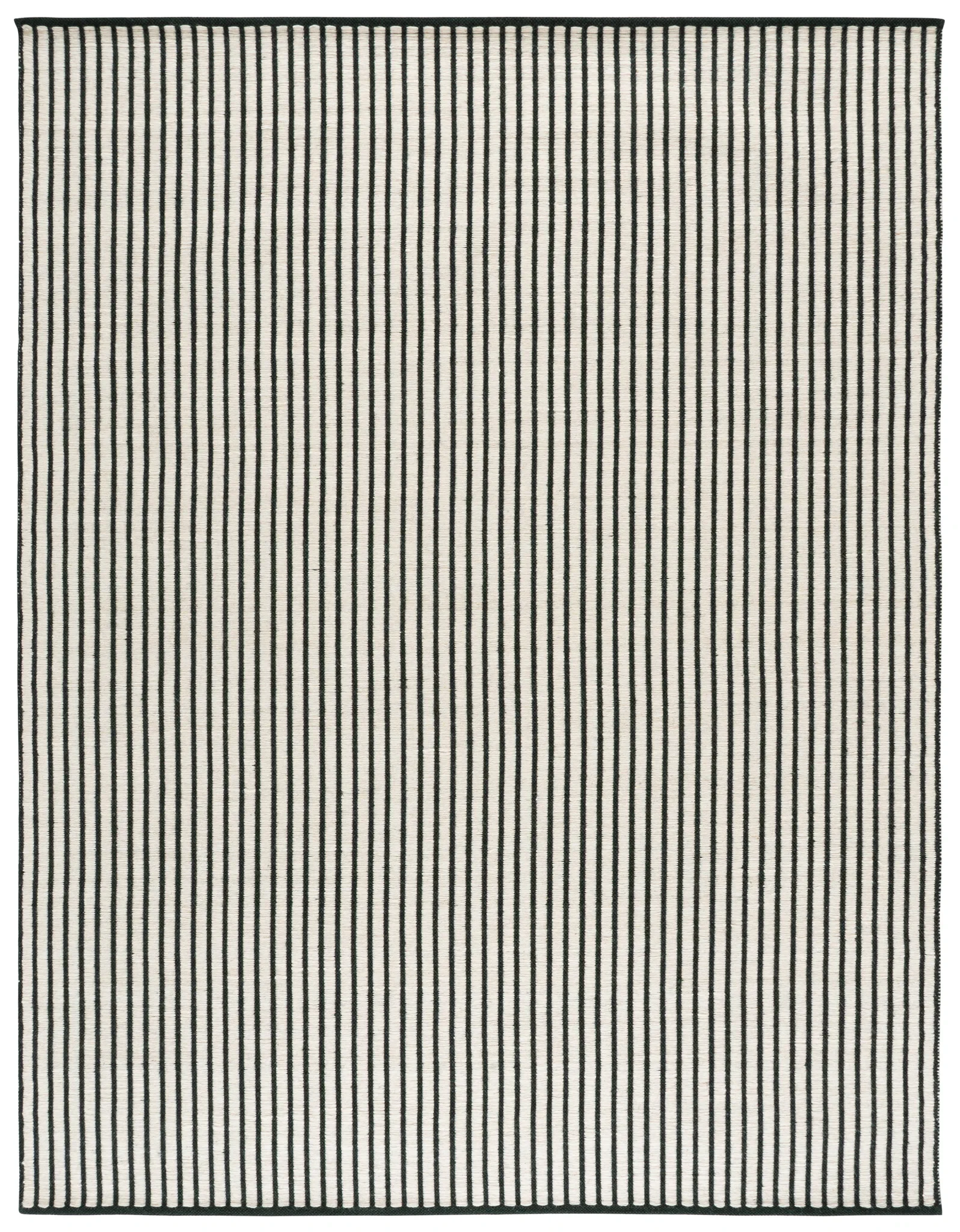 Vermont Pinstripe Hand-Woven Wool Rug in Dark Green / Ivory