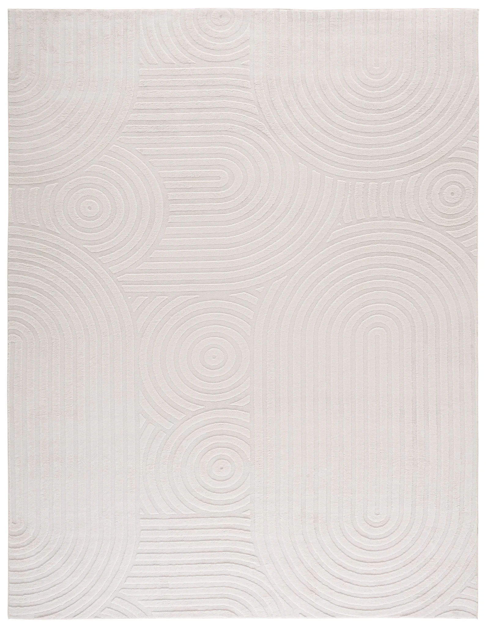Versailles Concentric Arches Washable Rug in Ivory