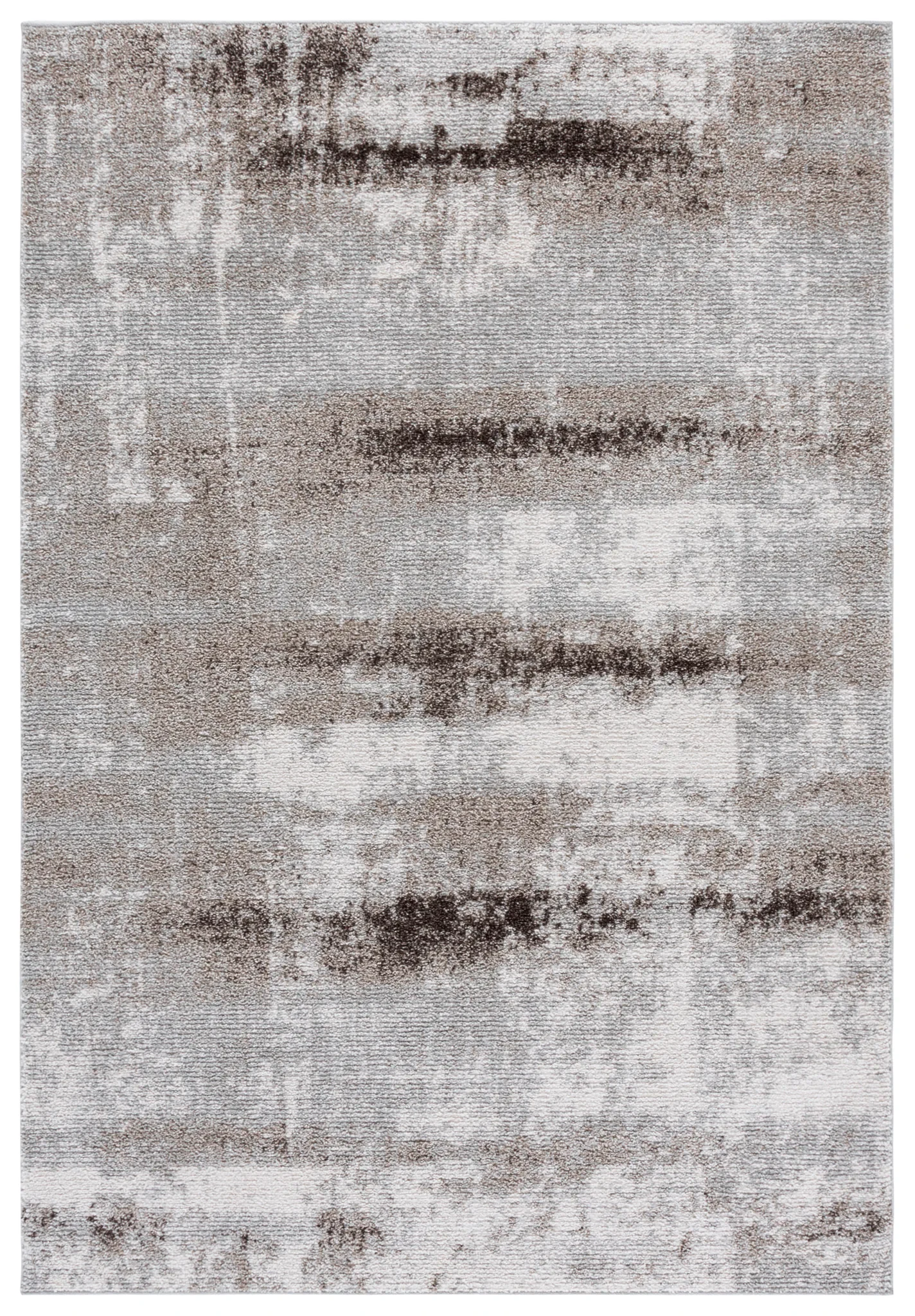 Wave Distressed Stripe Rug in Ivory / Gray