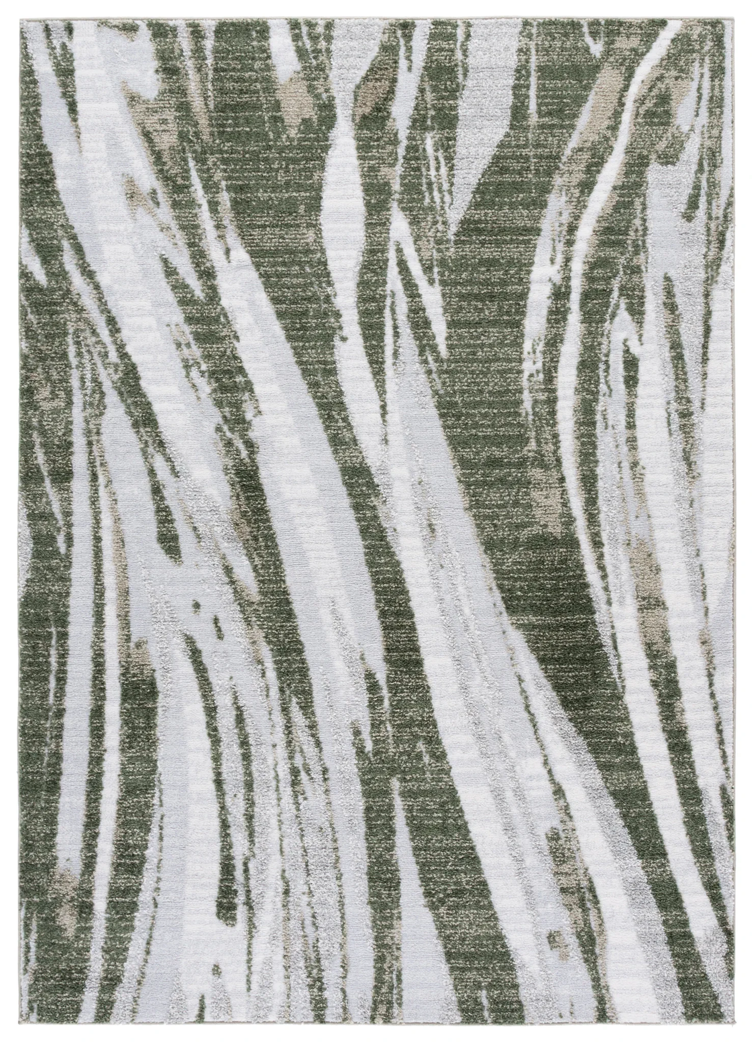 Wave Abstract Stripe Rug in Green / Ivory