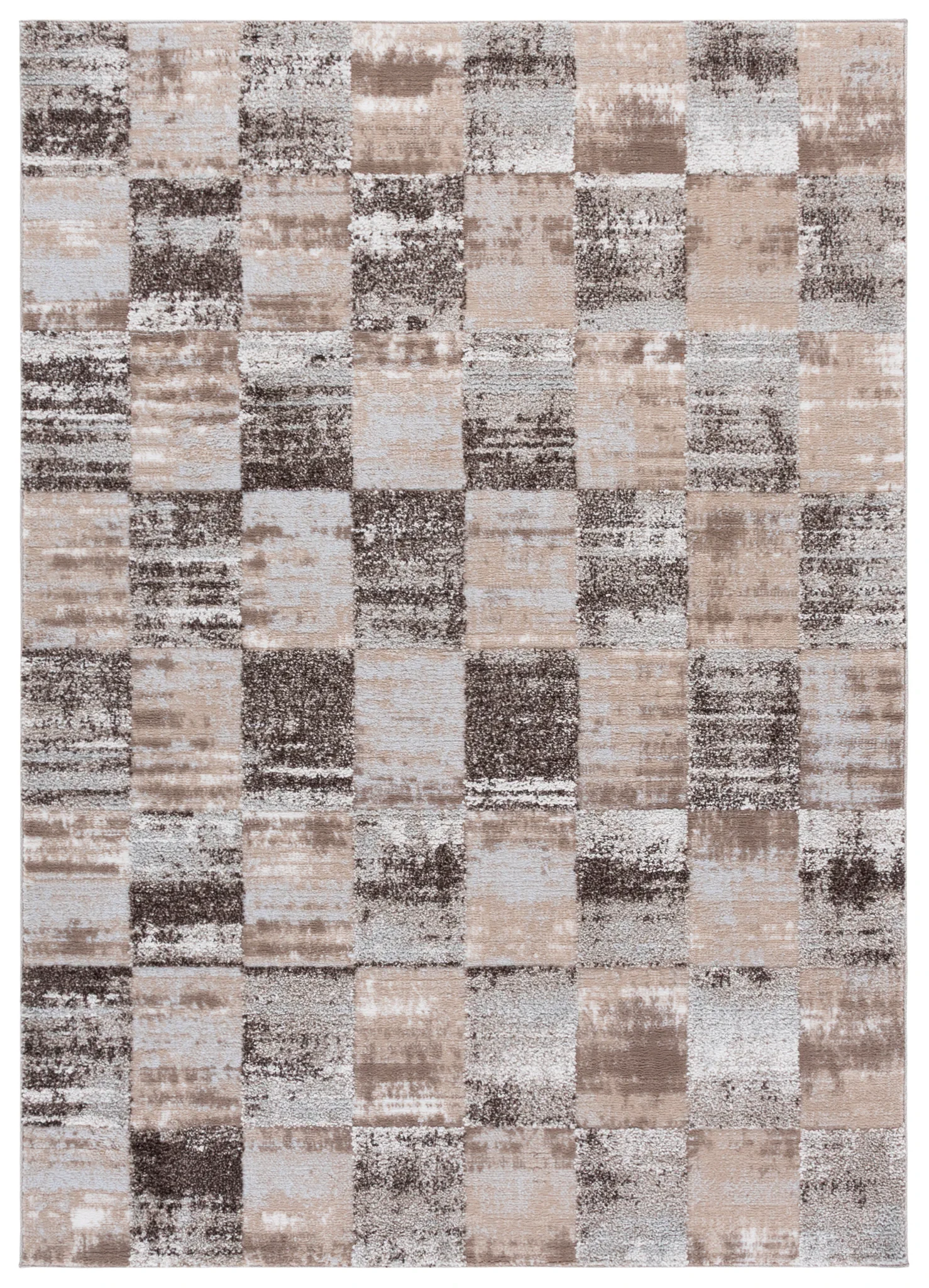 Wave Checkered Rug in Beige / Gray