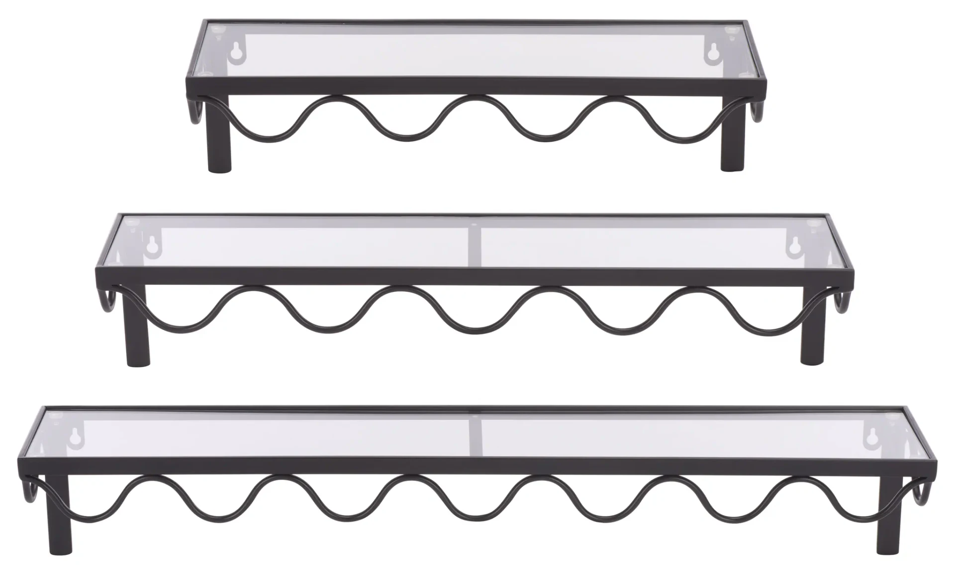 Sani Scalloped Three-Piece Shelf Set in Black