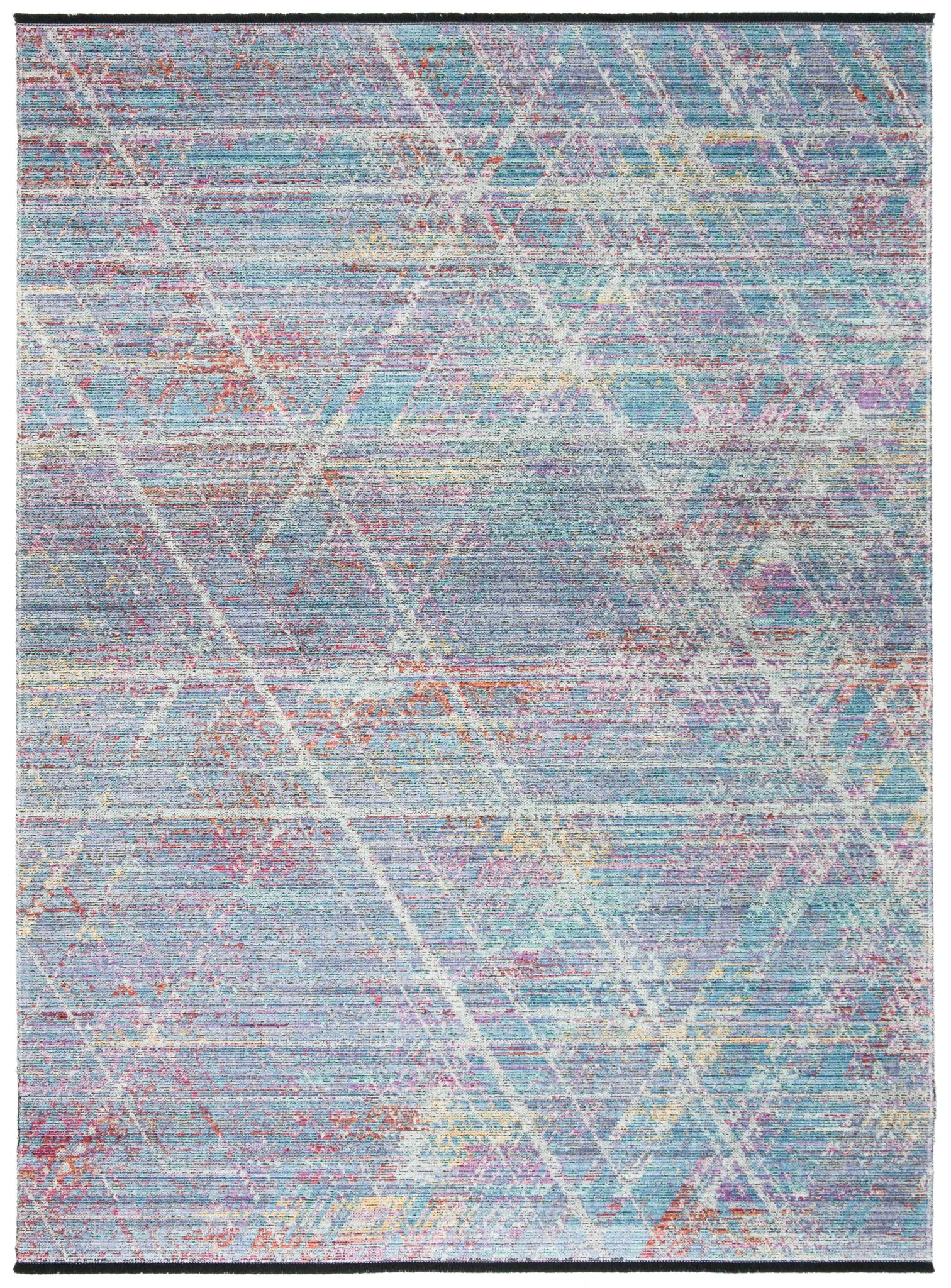 Windsor Grid Abstract Rug in Ivory / Aqua