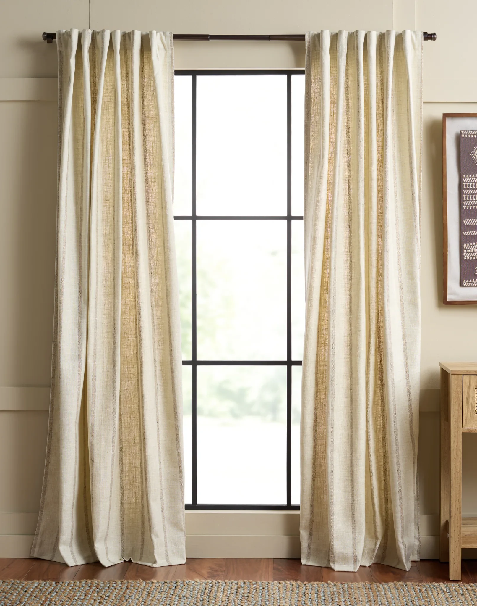 Lane Window Panels (Set of 2) in Light Beige / Light Brown