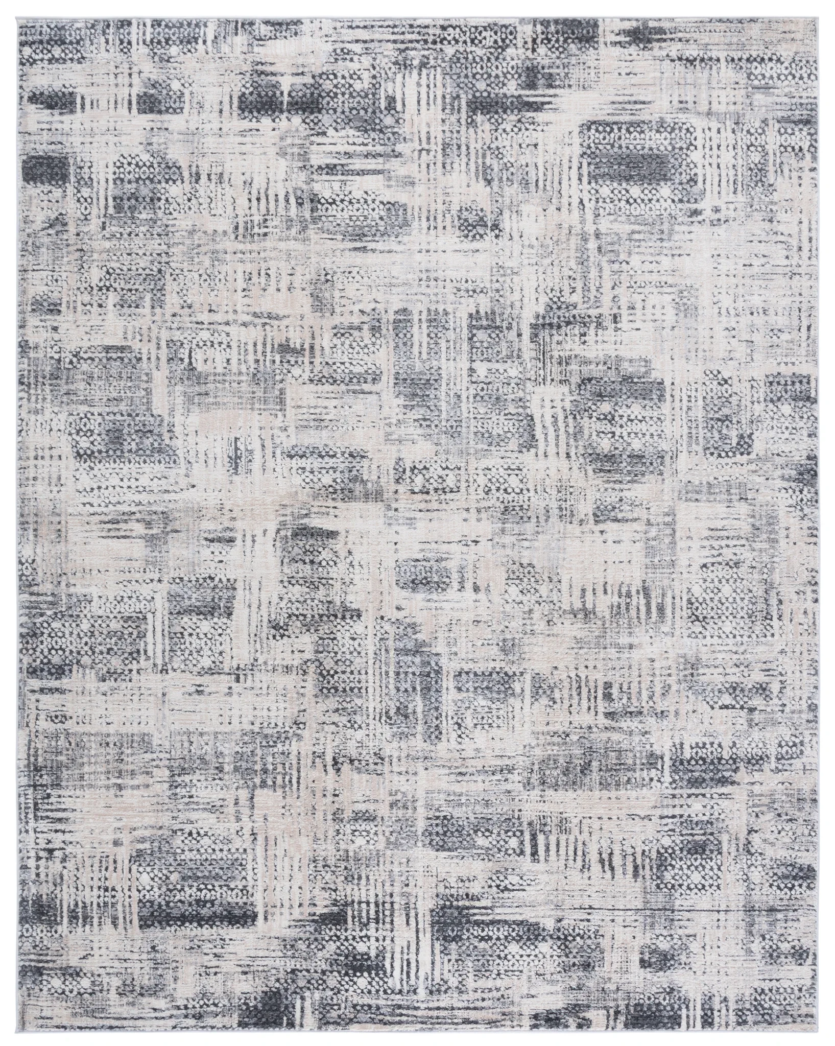 Whisper Abstract Grid Rug in Gray / Light Gray