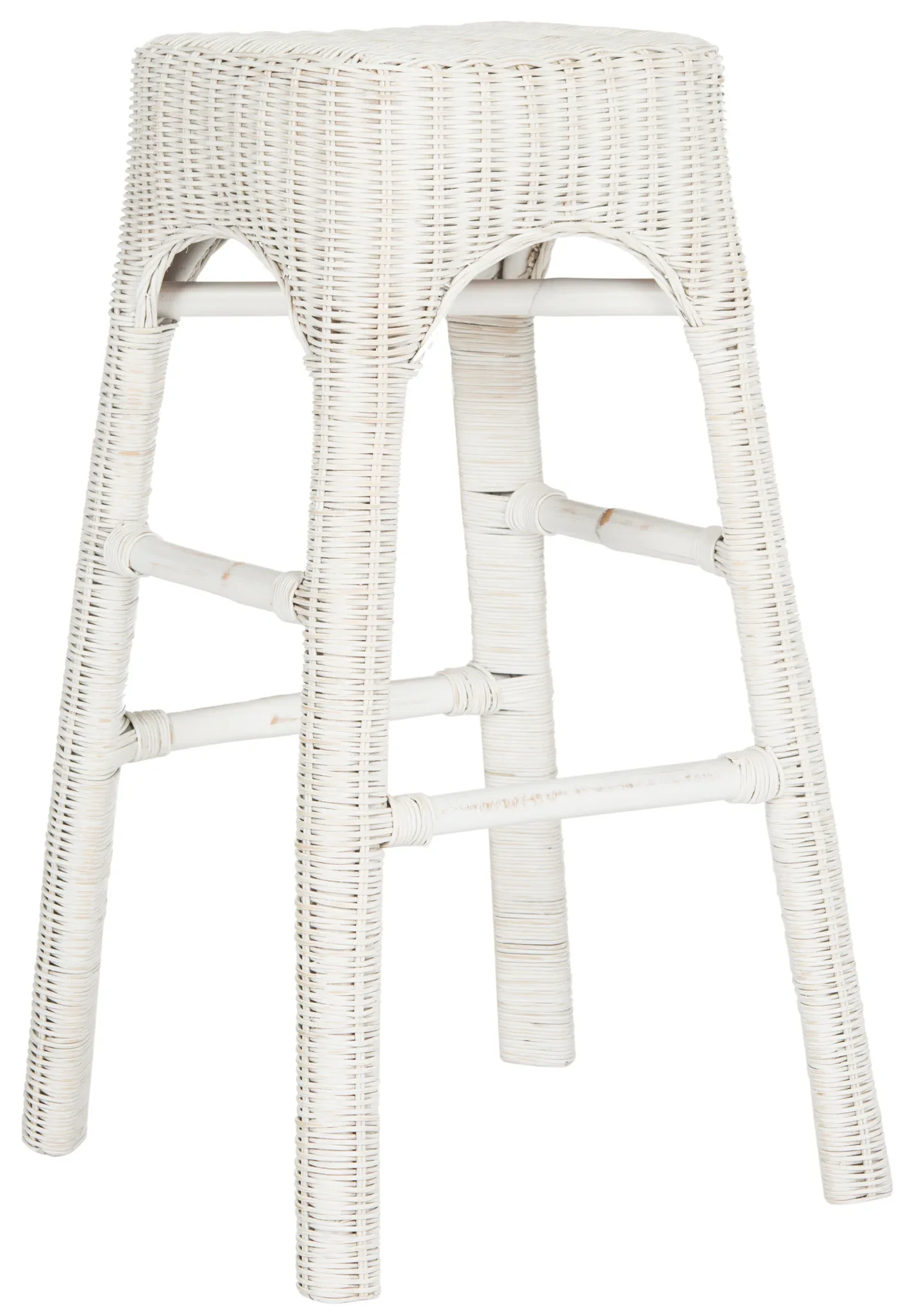 Percey Wicker Bar Stool in White