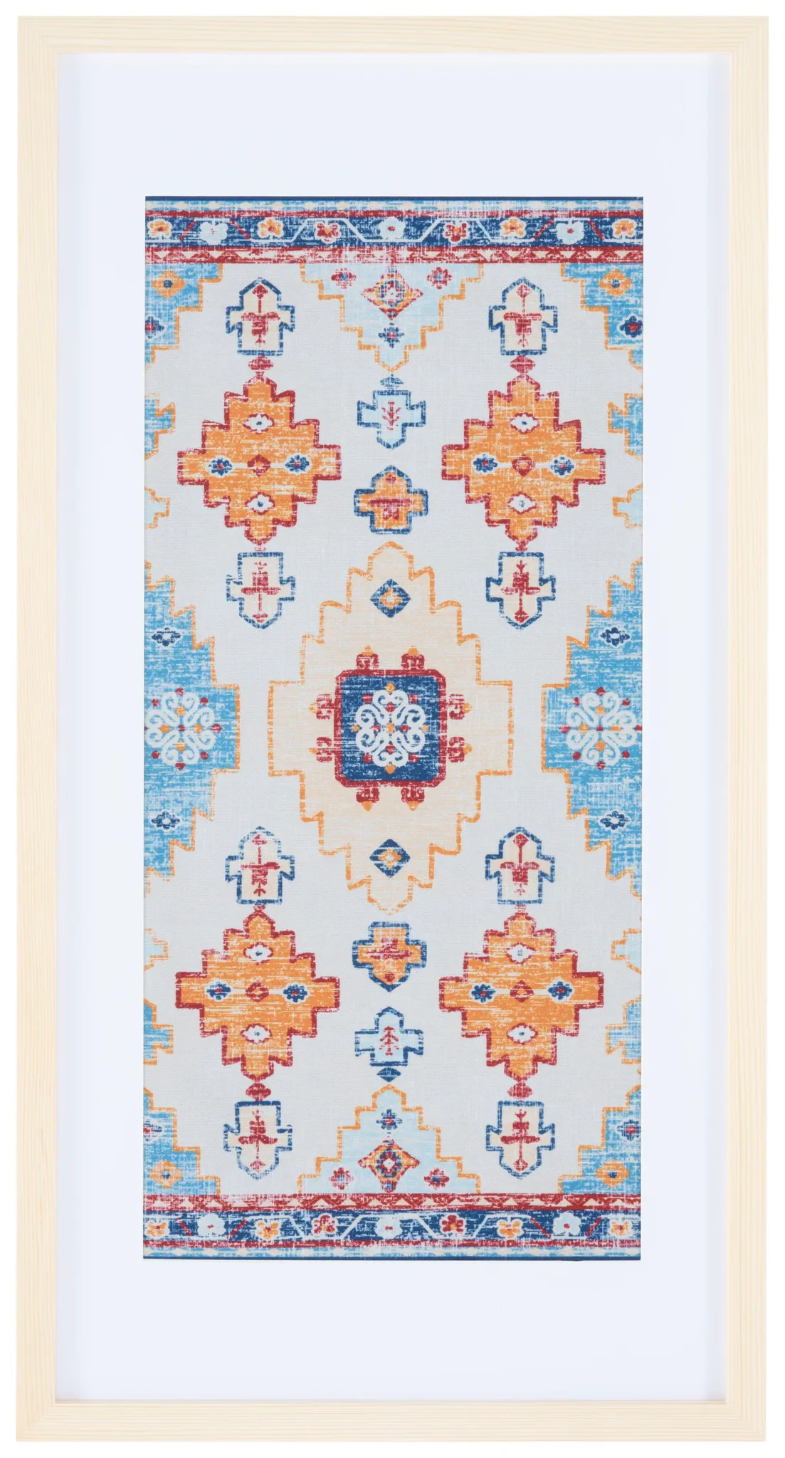 Sumia 29X14 Framed Textile Art in Blue / Orange