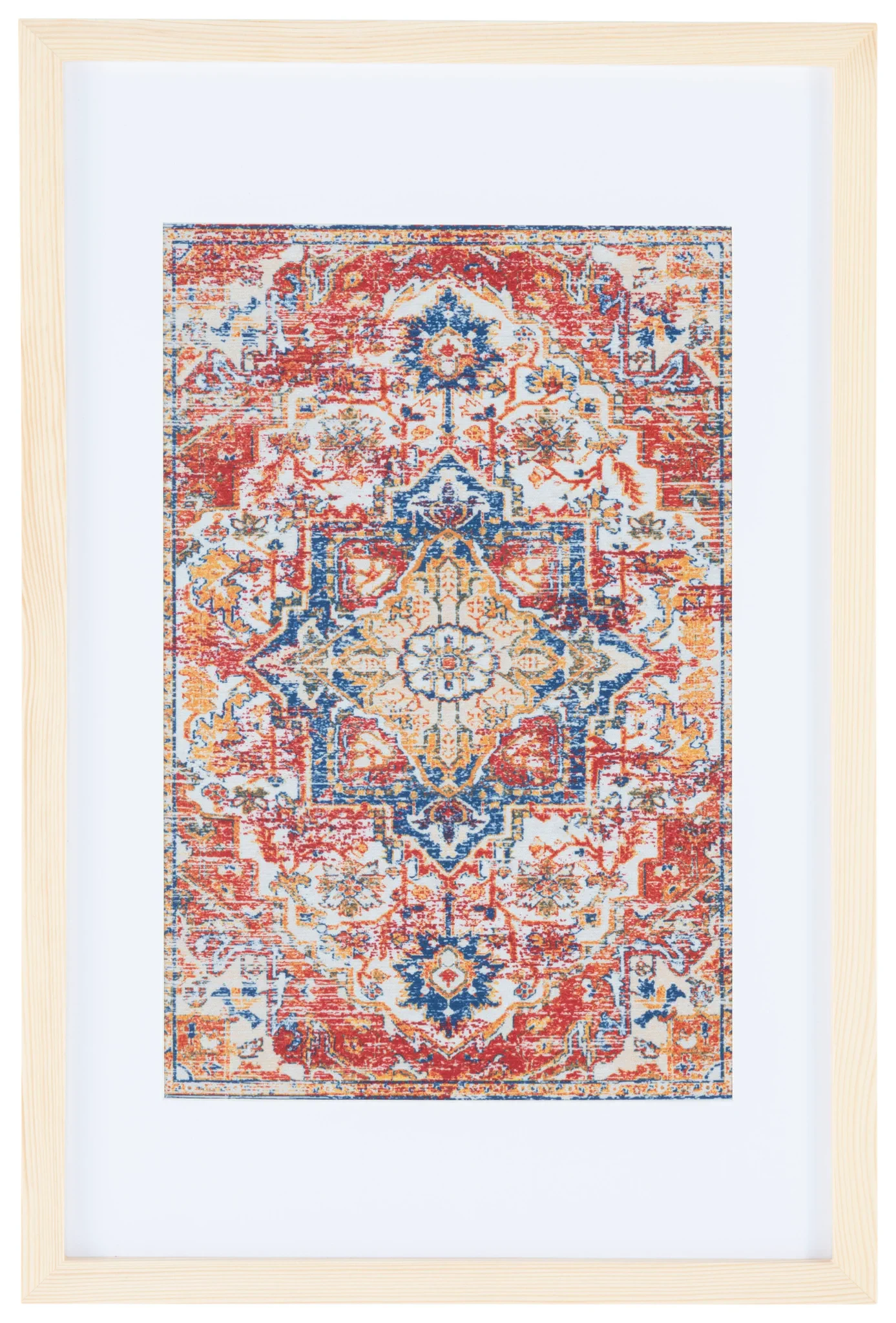 Lonqu Framed Textile Art in Red / Navy Blue