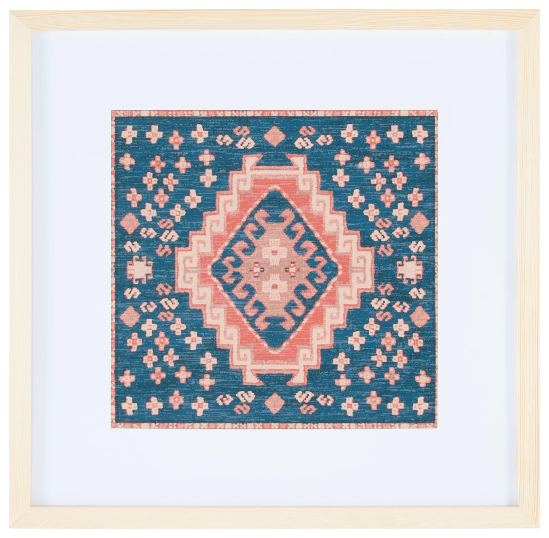 Hattori Framed Textile in Navy Blue / Orange