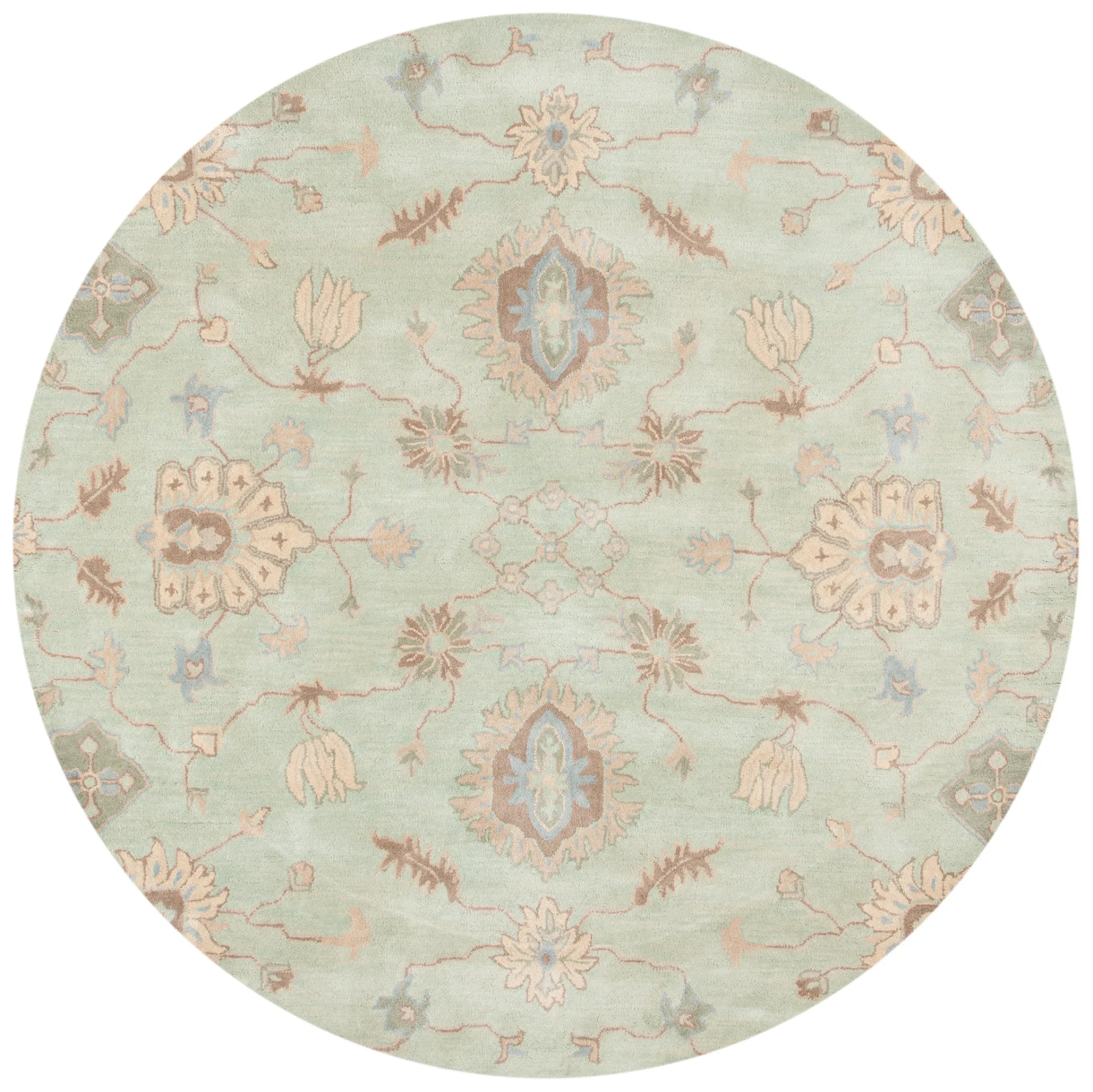 Wyndham Allover Botanical Wool Rug in Light Green