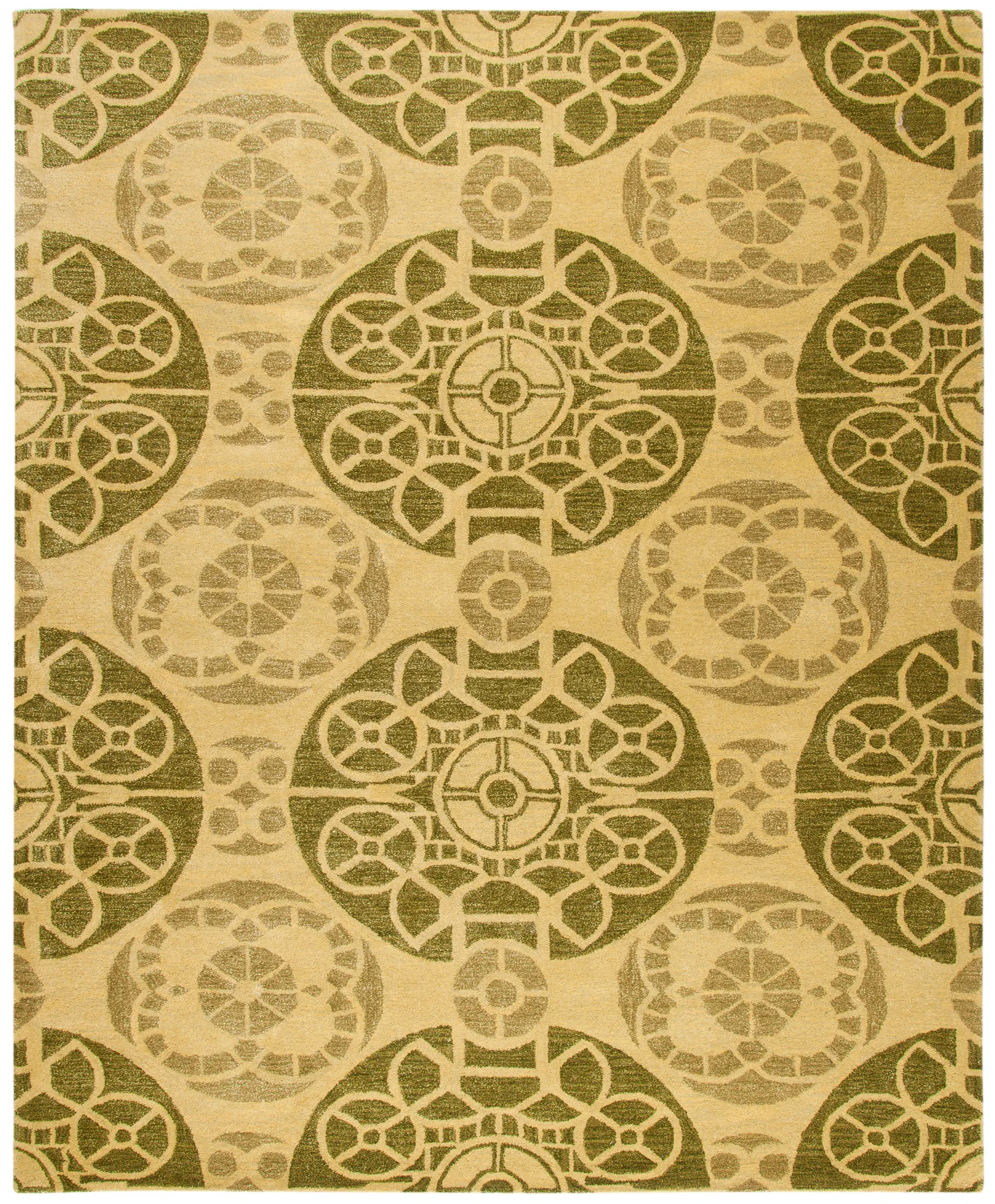 Wyndham Circular Medallion Hand-Tufted Rug in Honey / Green