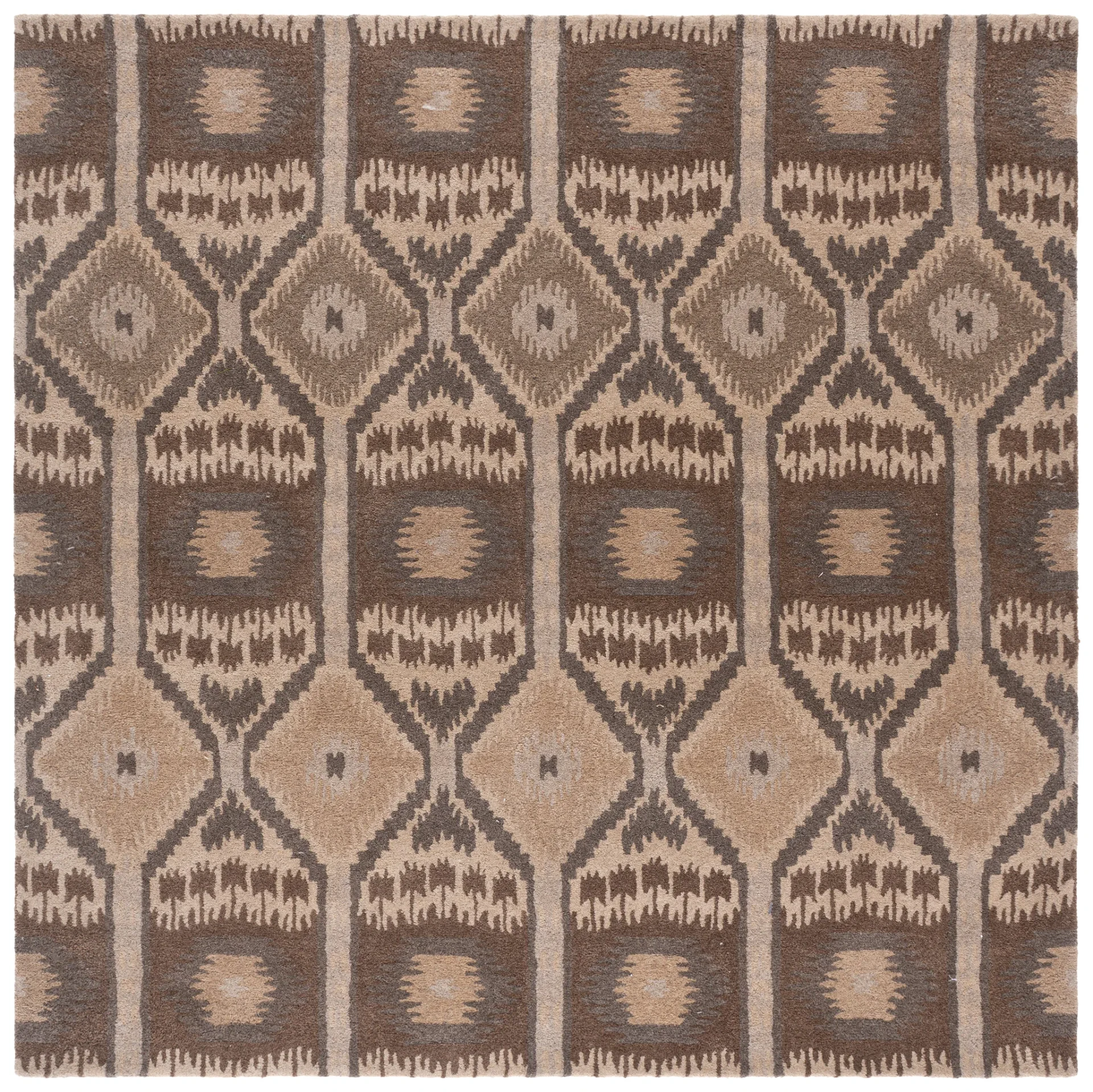 Wyndham Ikat Diamond Hand-Tufted Wool Rug in Natural / Multicolor
